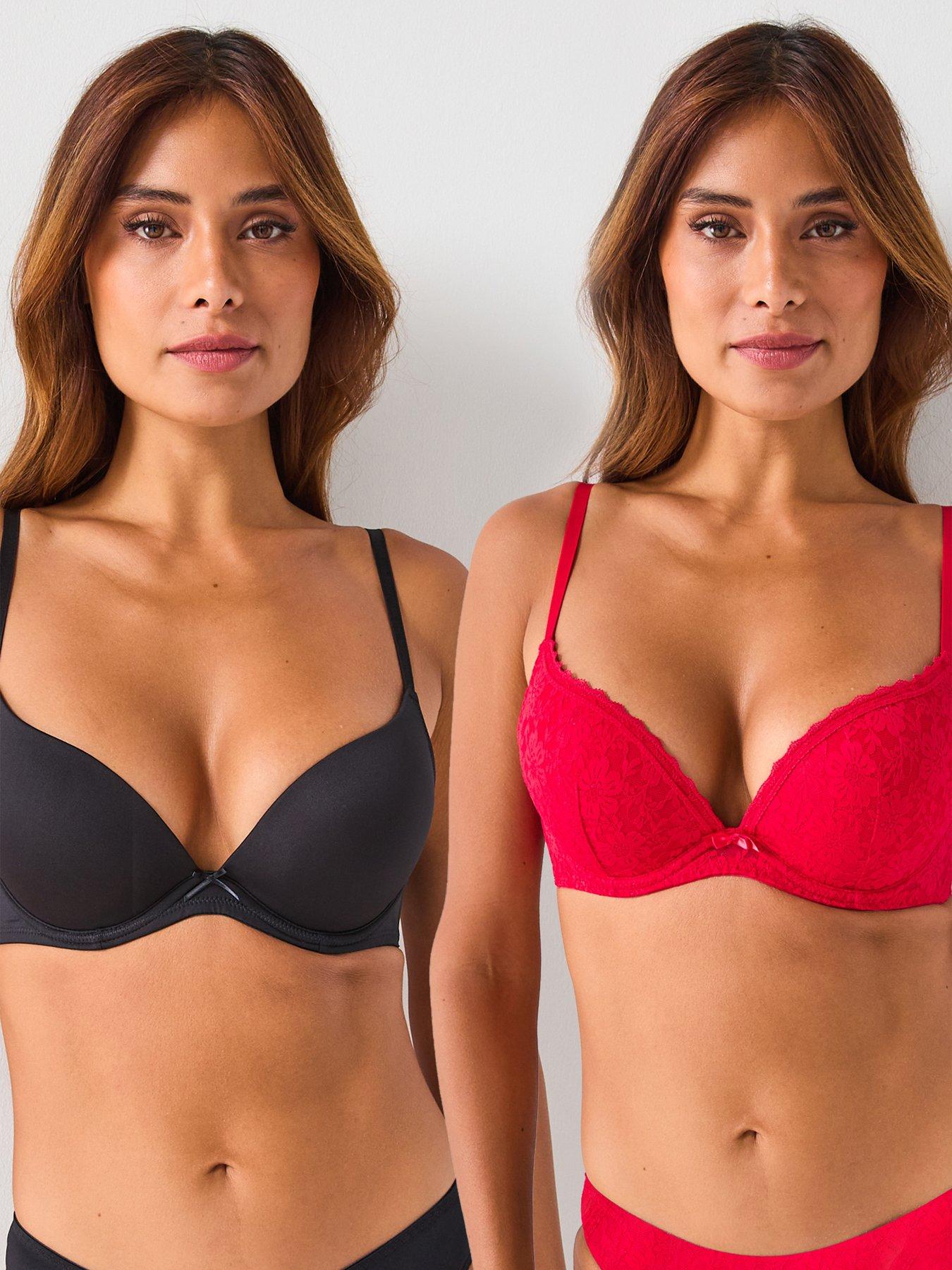 Image 1 of 4 of DORINA Doring Sonia 2pk Push Up Plung Bra - Red/Black