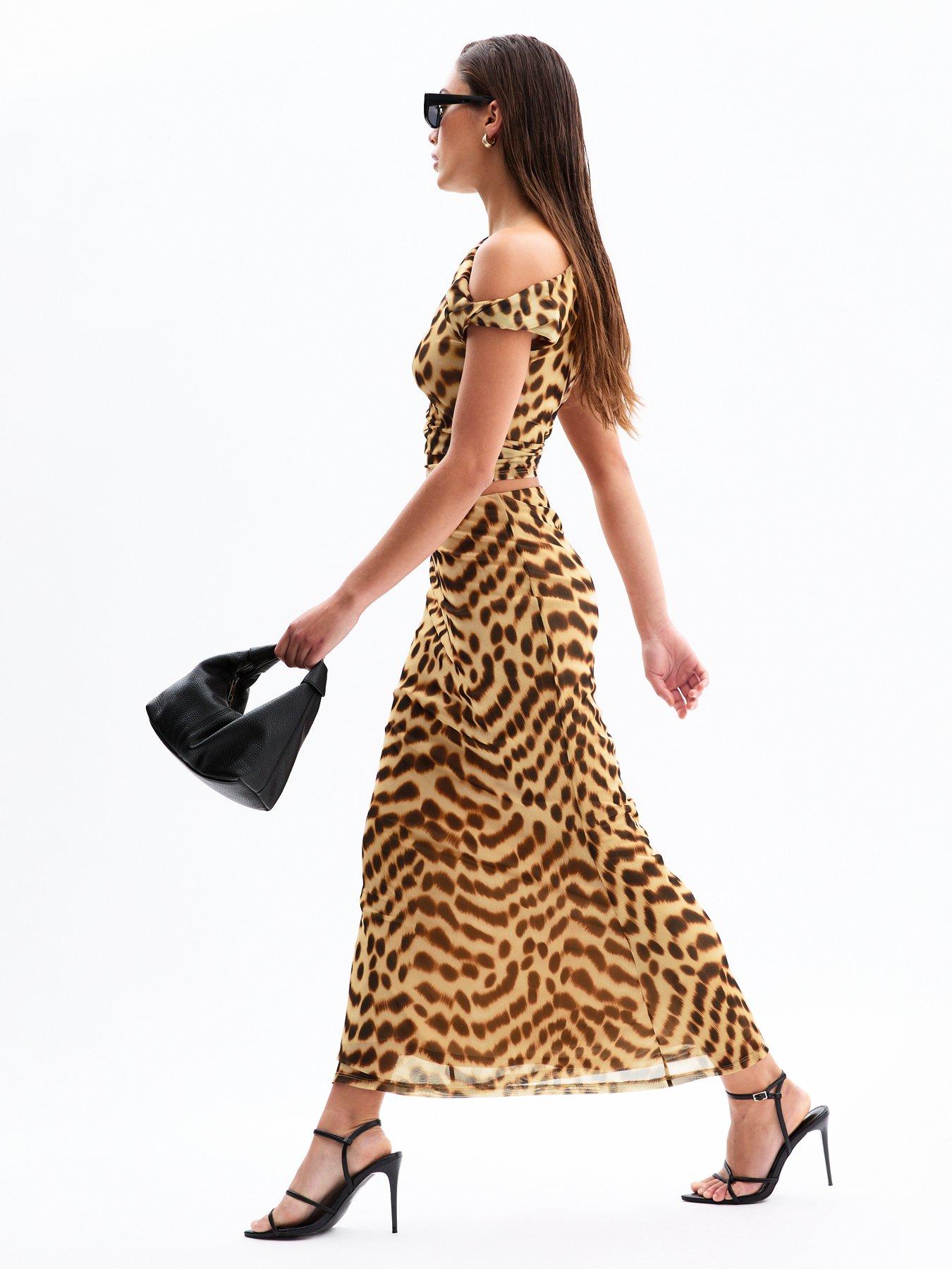 image of new-look-leopard-print-mesh-midi-skirt-brown