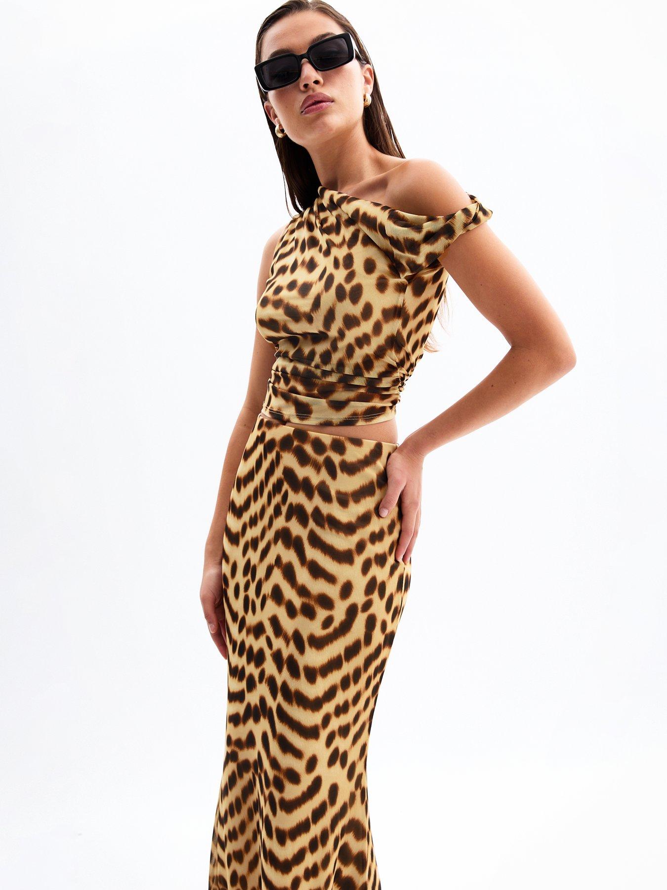  image of new-look-leopard-print-mesh-midi-skirt-brown