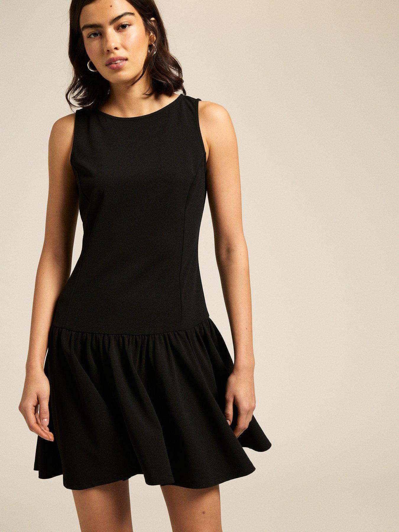 undefined Dropped Waist Mini Dress - Black