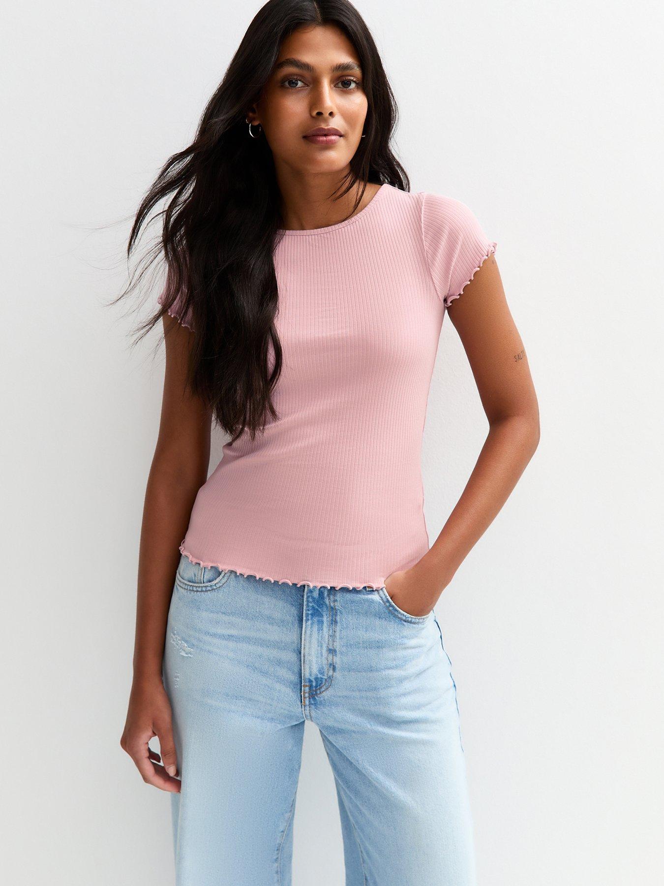 new-look-ribbed-lettuce-trim-t-shirt-pink