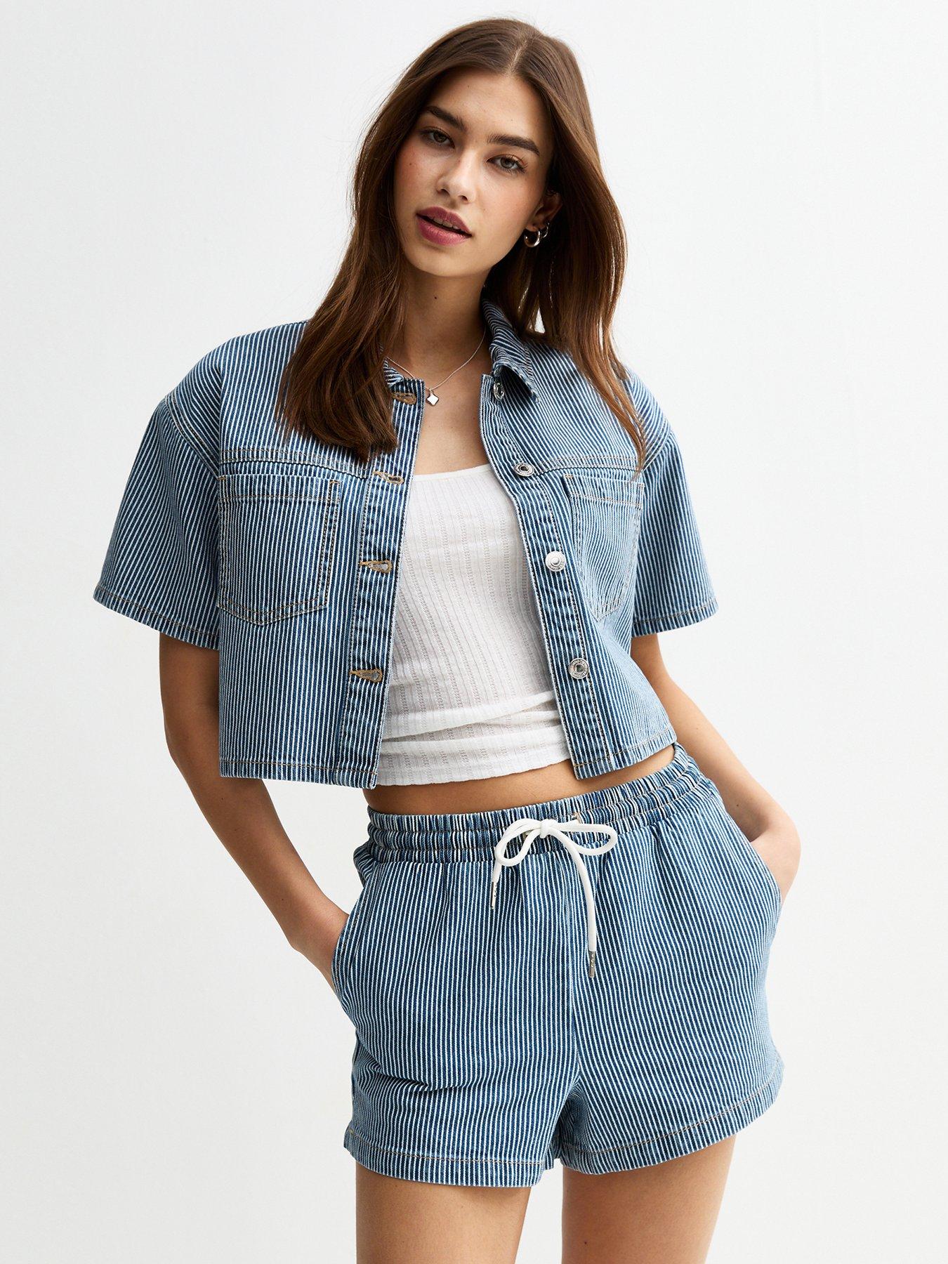 front image of new-look-striped-denim-boxy-shirt-blue