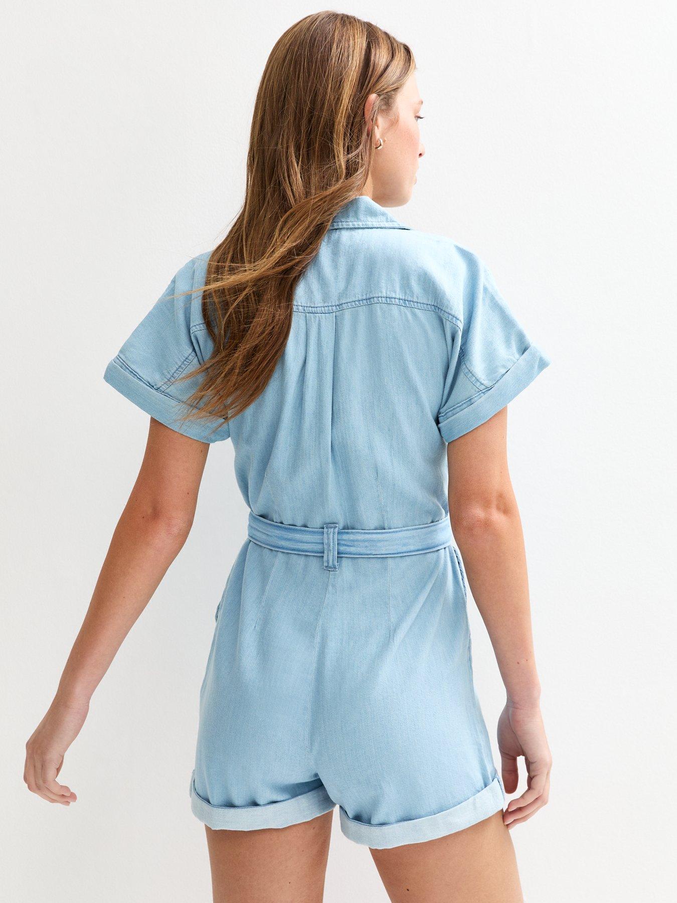 New Look Light Blue Soft Denim Playsuit Littlewoods