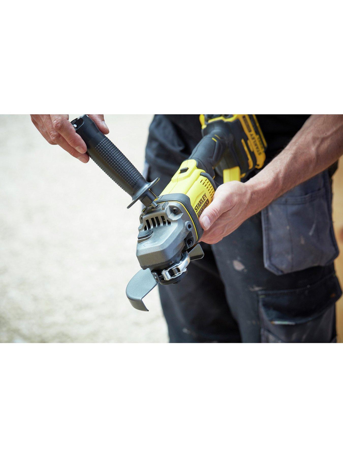  image of stanley-fatmax-18v-stanley-fatmax-v20-cordless-angle-grinder-tool-only-sfmcg400b-xj