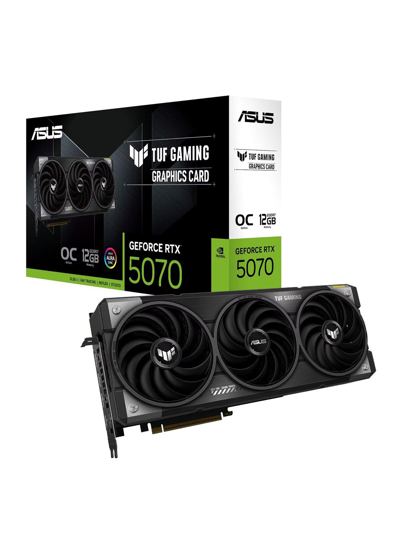 front image of asus-rtx-5070-12gb-tuf-gaming-overclocked-graphics-card