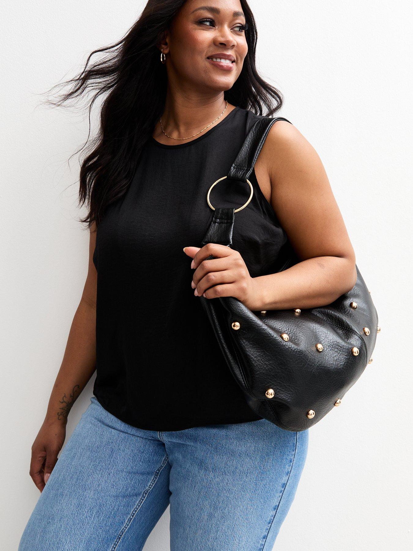 New Look Faux Leather Studded Handbag - Black