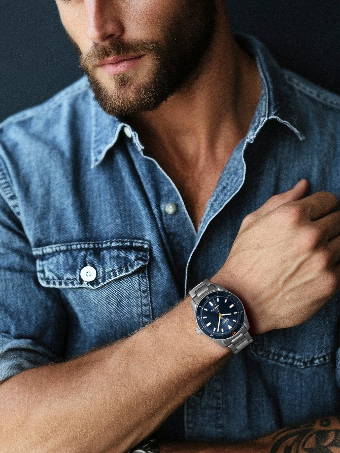 Image 5 of 5 of Lacoste Boston Men's Watch Blue Dial Wrist Watch - Silver