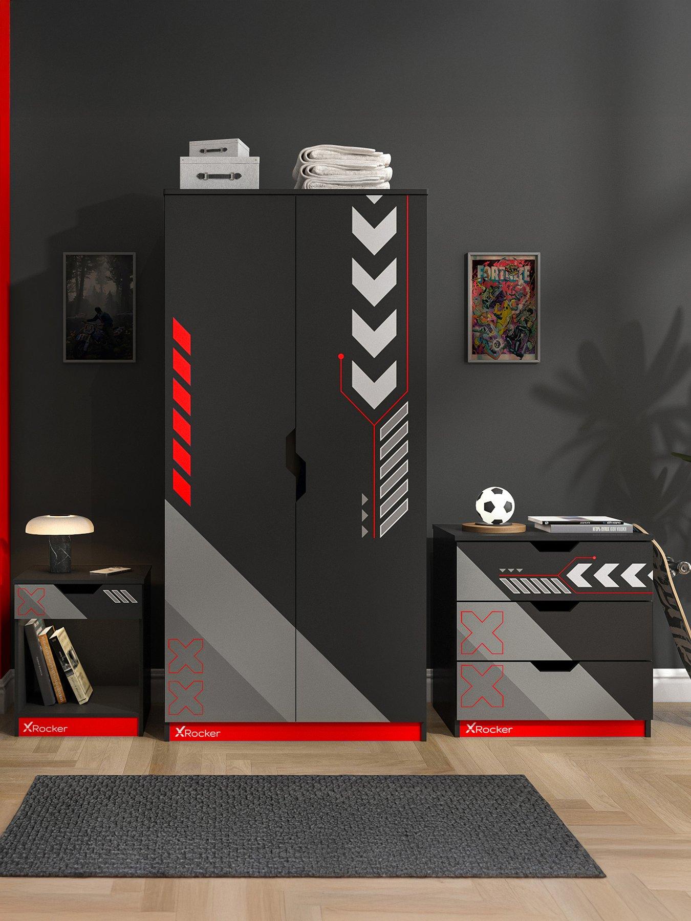 x-rocker-octane-3-piece-furniture-set-ndash-bedside-table-chest-and-wardrobe-red