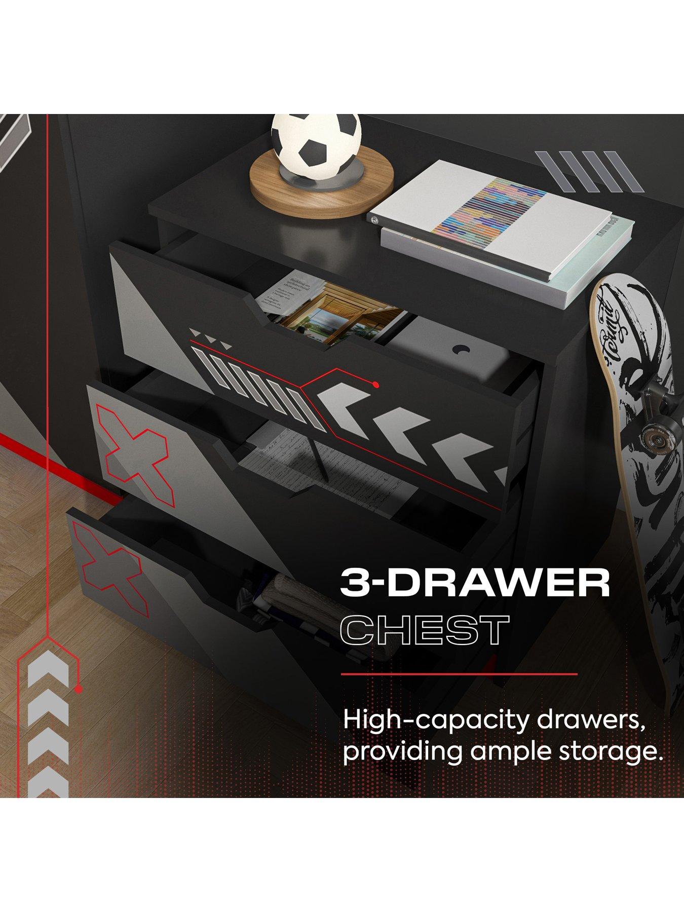  image of x-rocker-octane-3-piece-furniture-set-ndash-bedside-table-chest-and-wardrobe-red
