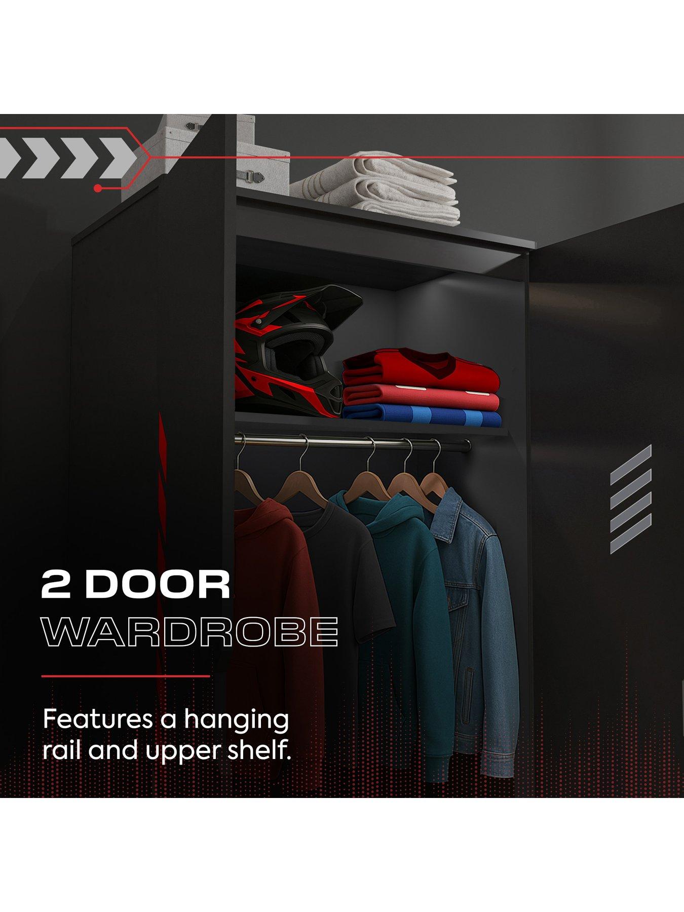  image of x-rocker-octane-3-piece-furniture-set-ndash-bedside-table-chest-and-wardrobe-red
