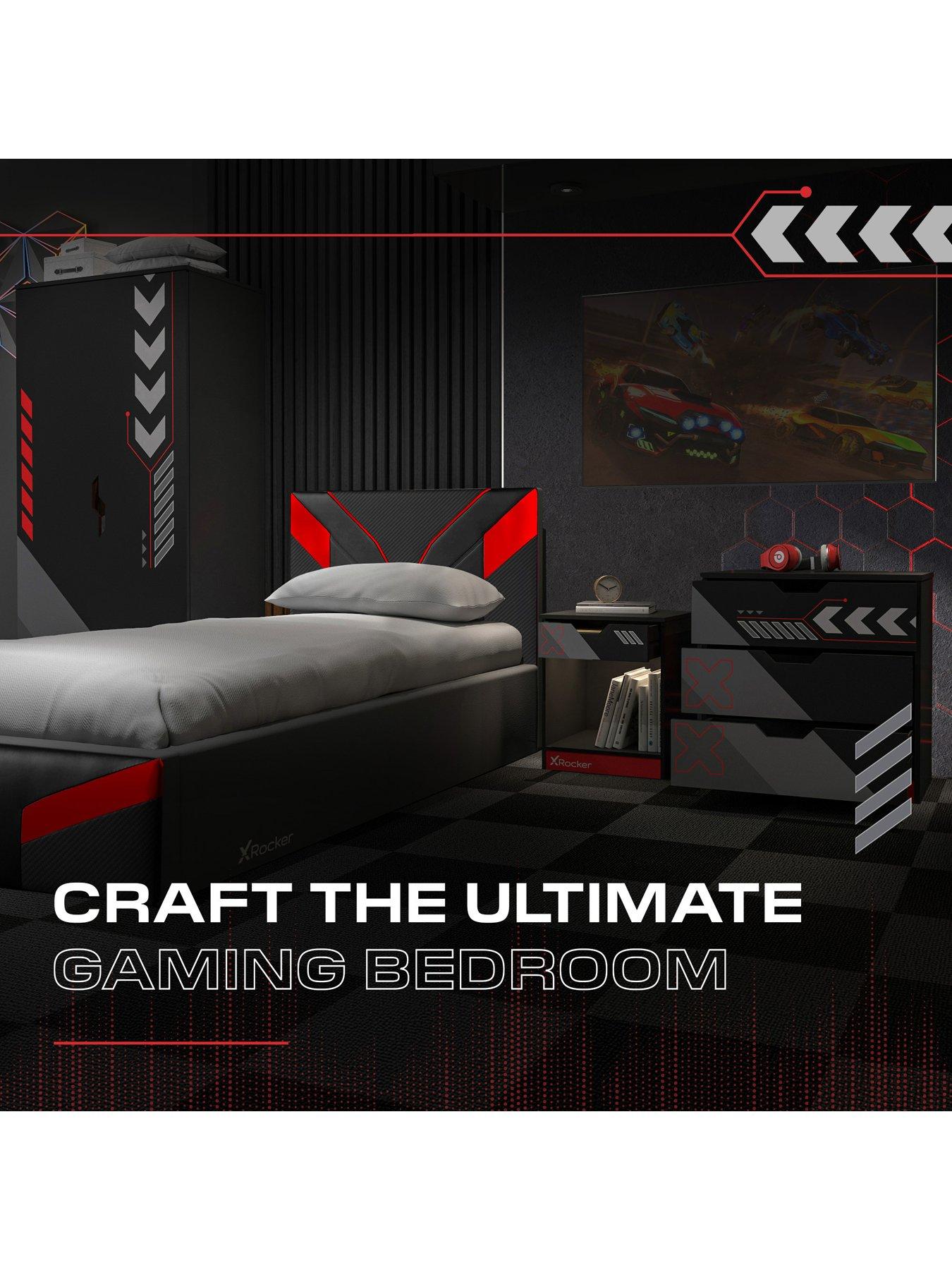  image of x-rocker-octane-3-piece-furniture-set-ndash-bedside-table-chest-and-wardrobe-red
