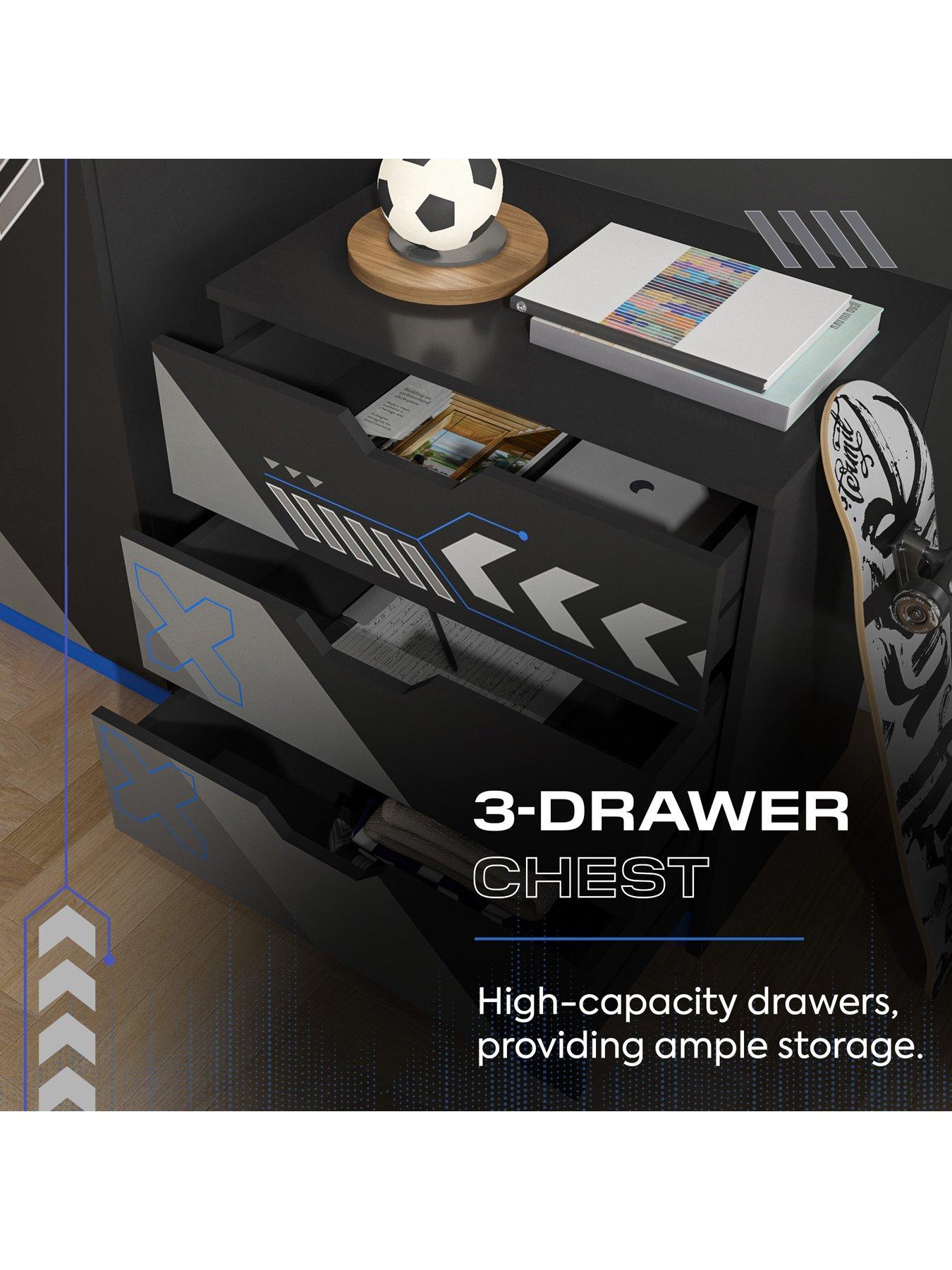 image of x-rocker-octane-3-piece-furniture-set-ndash-bedside-table-chest-and-wardrobe-blue