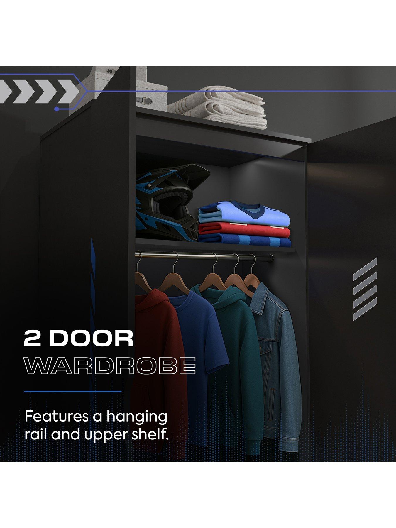  image of x-rocker-octane-3-piece-furniture-set-ndash-bedside-table-chest-and-wardrobe-blue