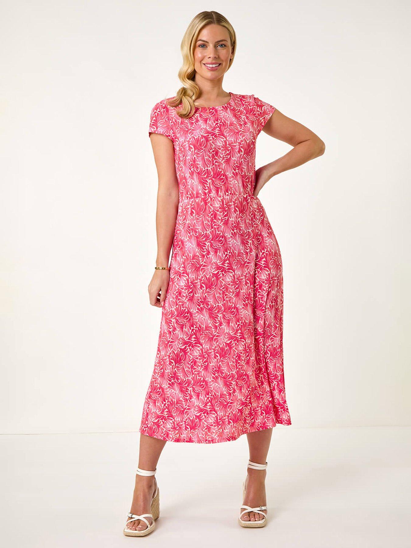 undefined Petite Abstract Print Crinkle Midi Dress