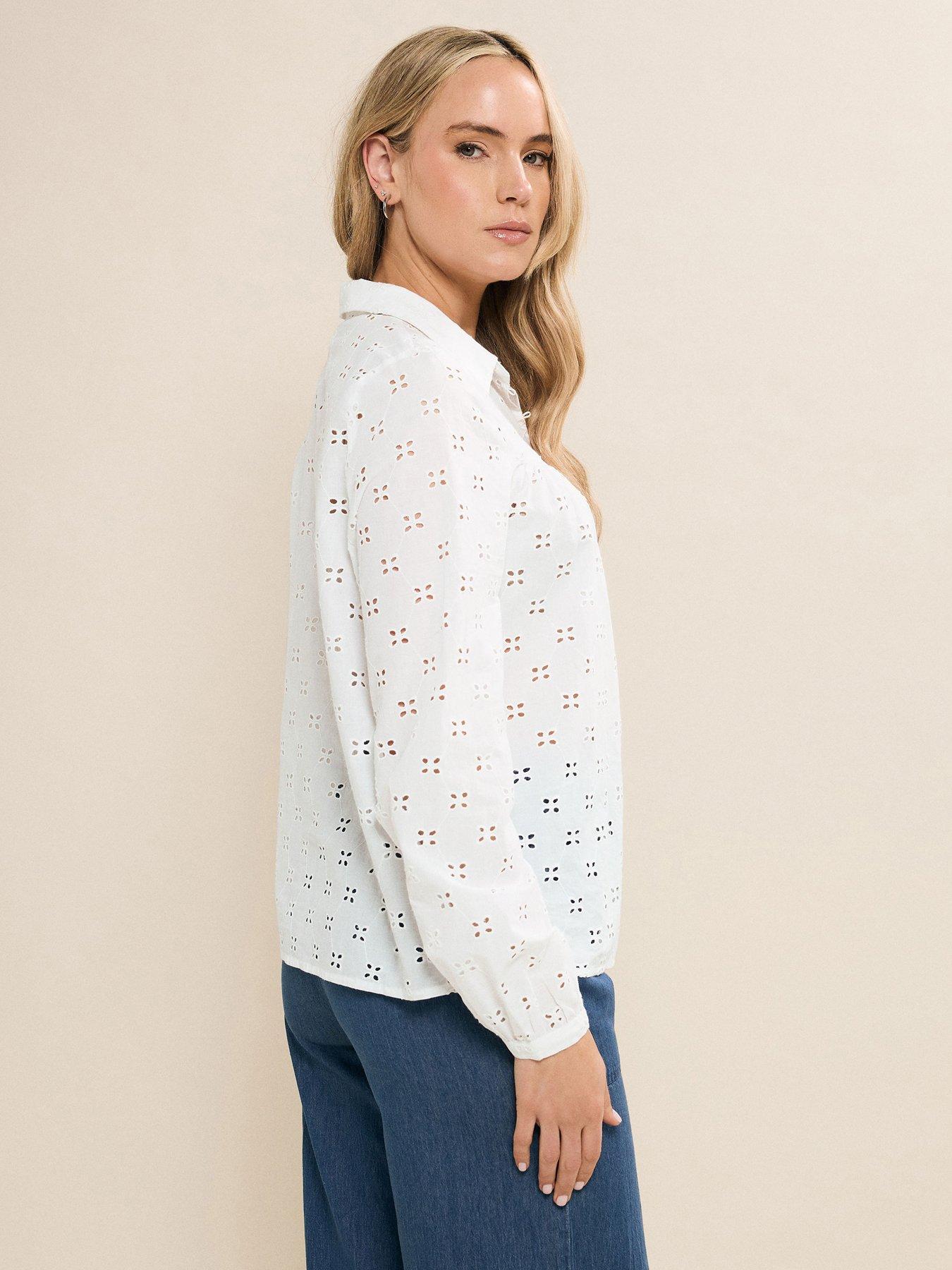 stillFront image of long-tall-sally-broderie-yoke-shirt-white