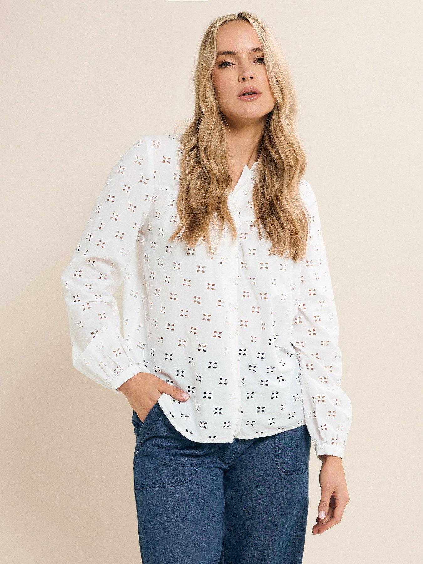  image of long-tall-sally-broderie-yoke-shirt-white