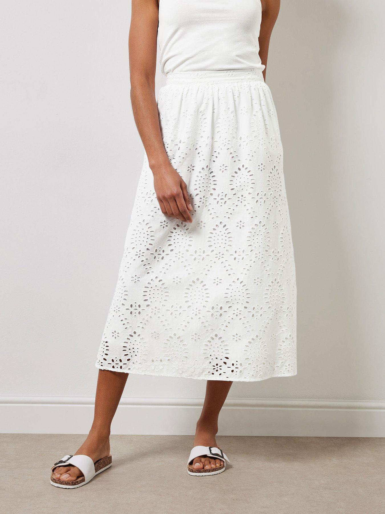 undefined Broderie Midi Skirt