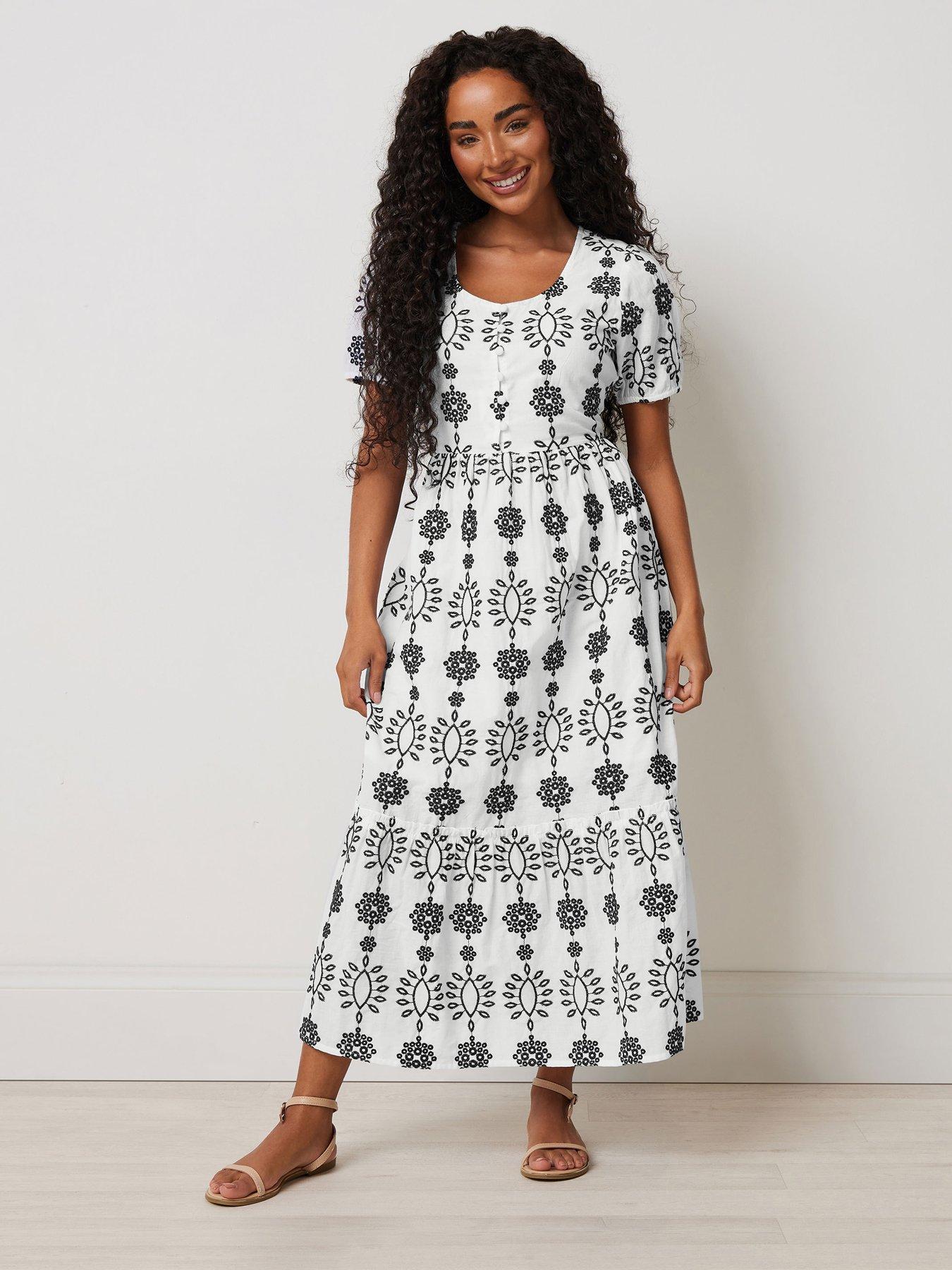  image of mco-petite-embroidered-button-dress
