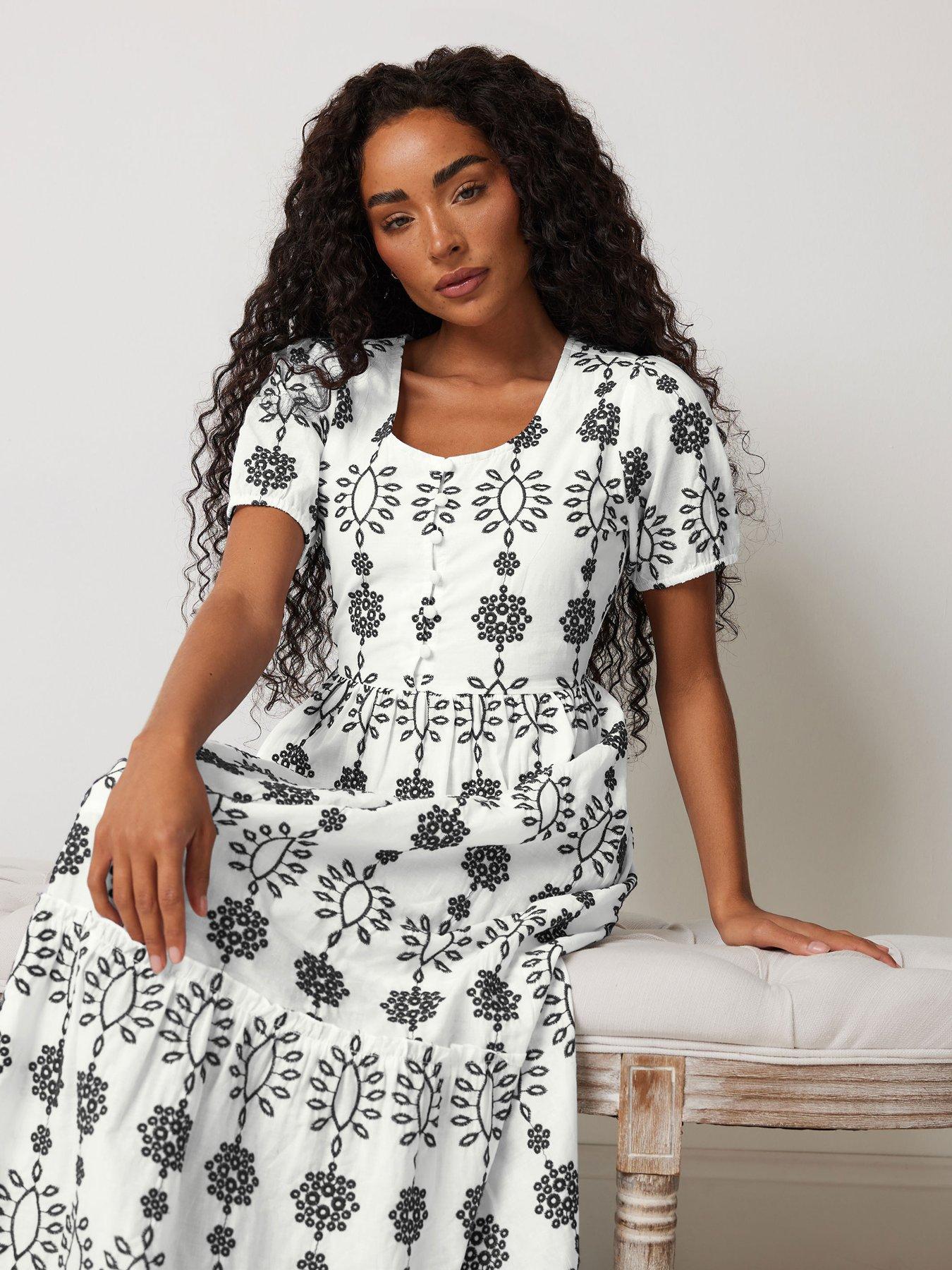  image of mco-petite-embroidered-button-dress