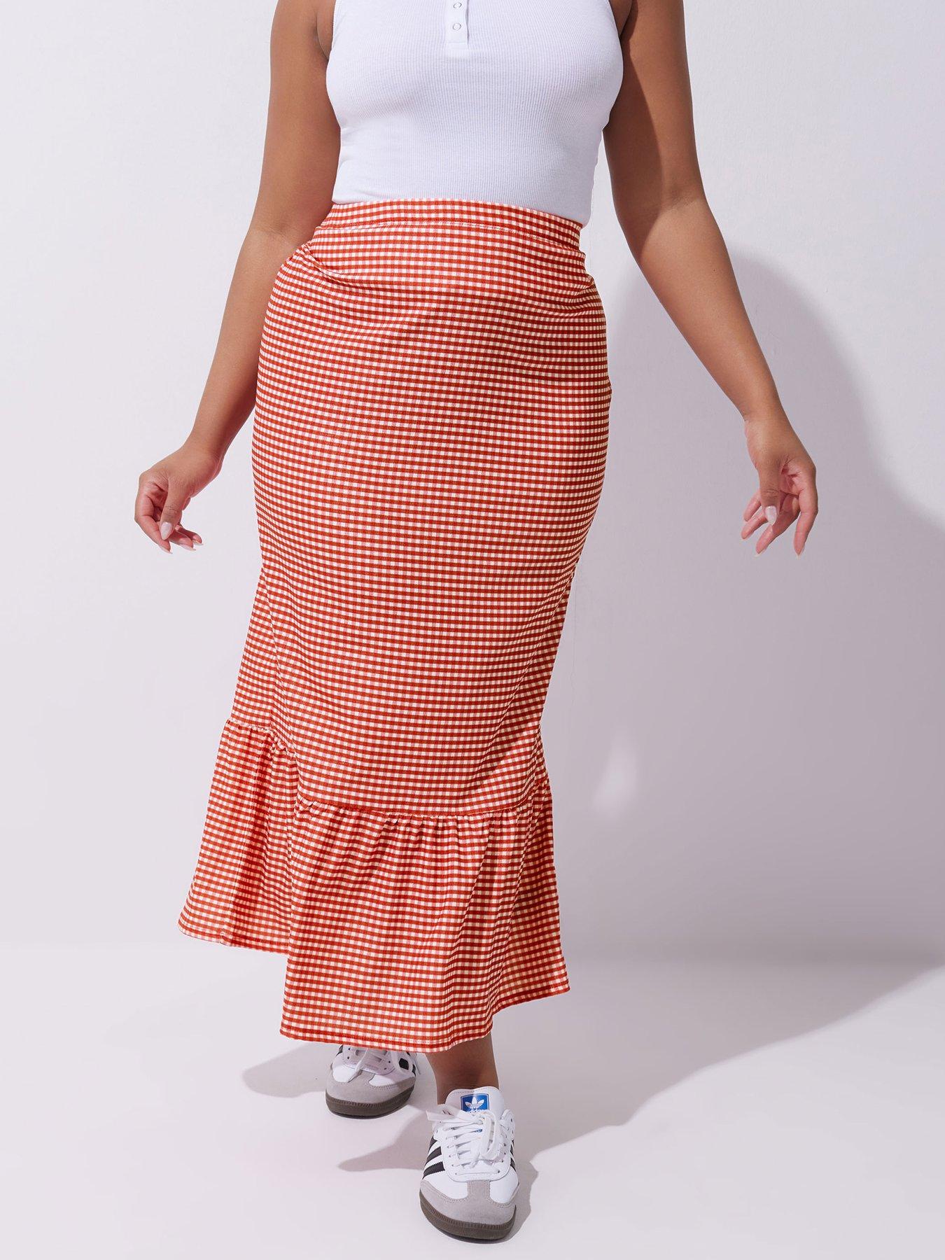 undefined Curve Gingham Skirt