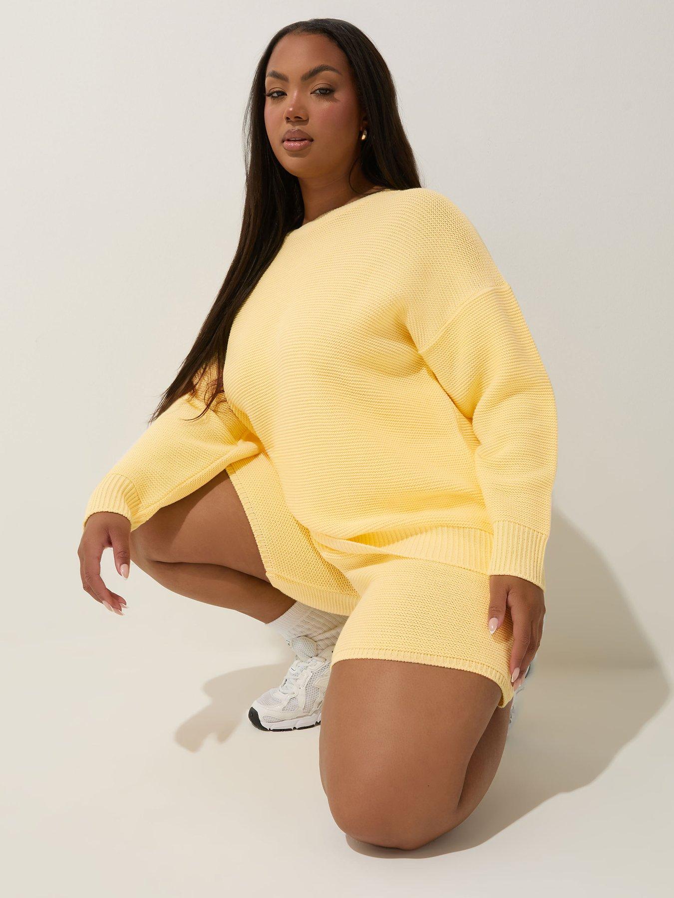 front image of yours-curve-buttermilk-knit-jumper-yellow