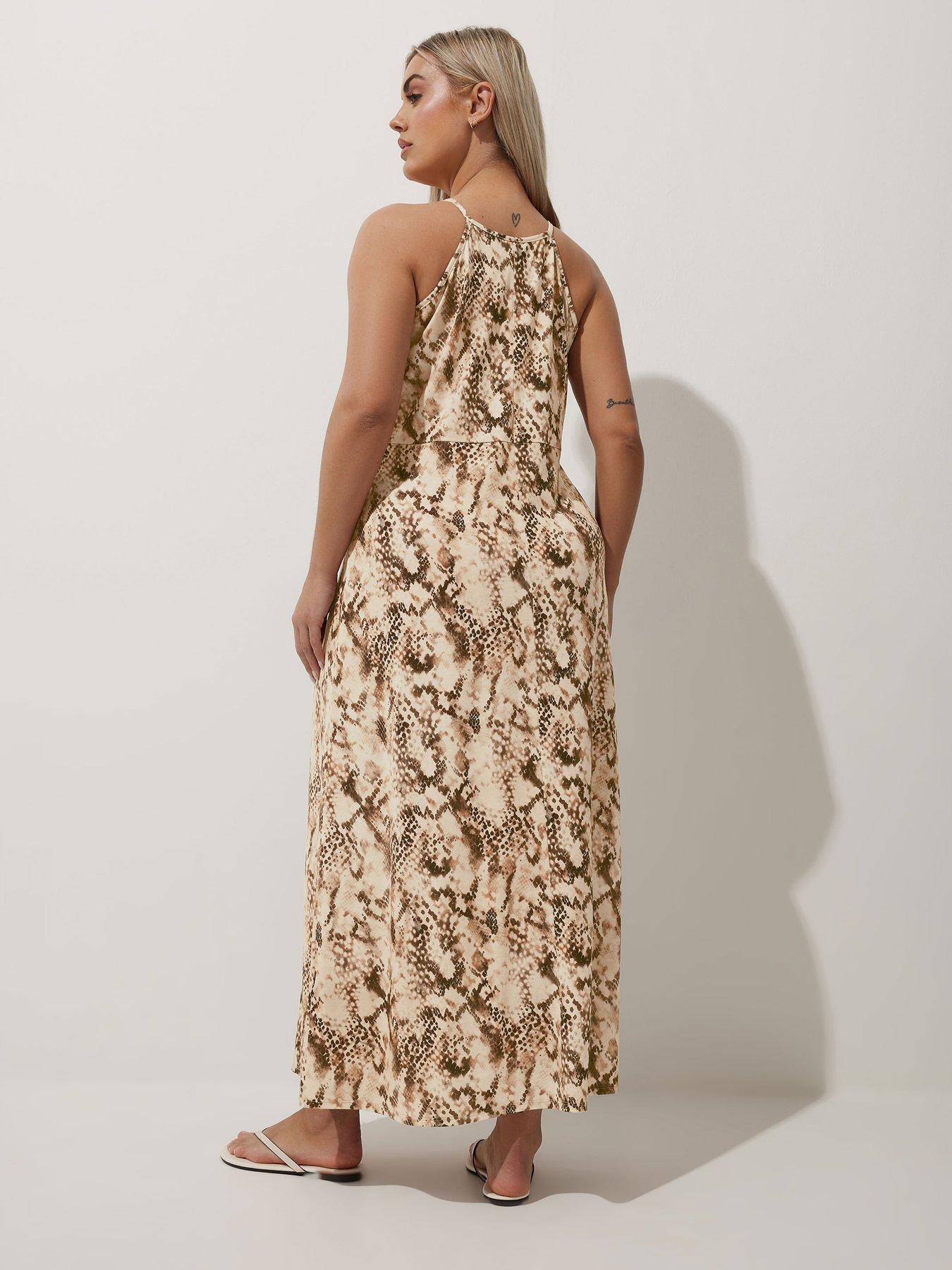  image of yours-curve-snake-halter-neck-dress-blue