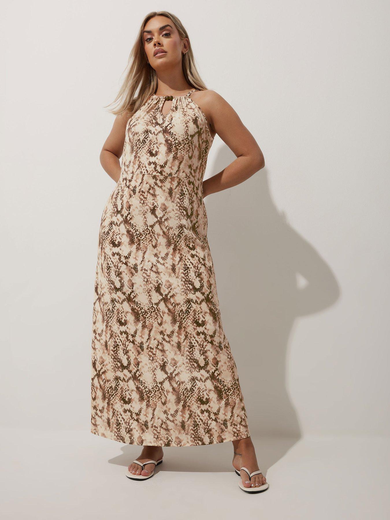  image of yours-curve-snake-halter-neck-dress-blue