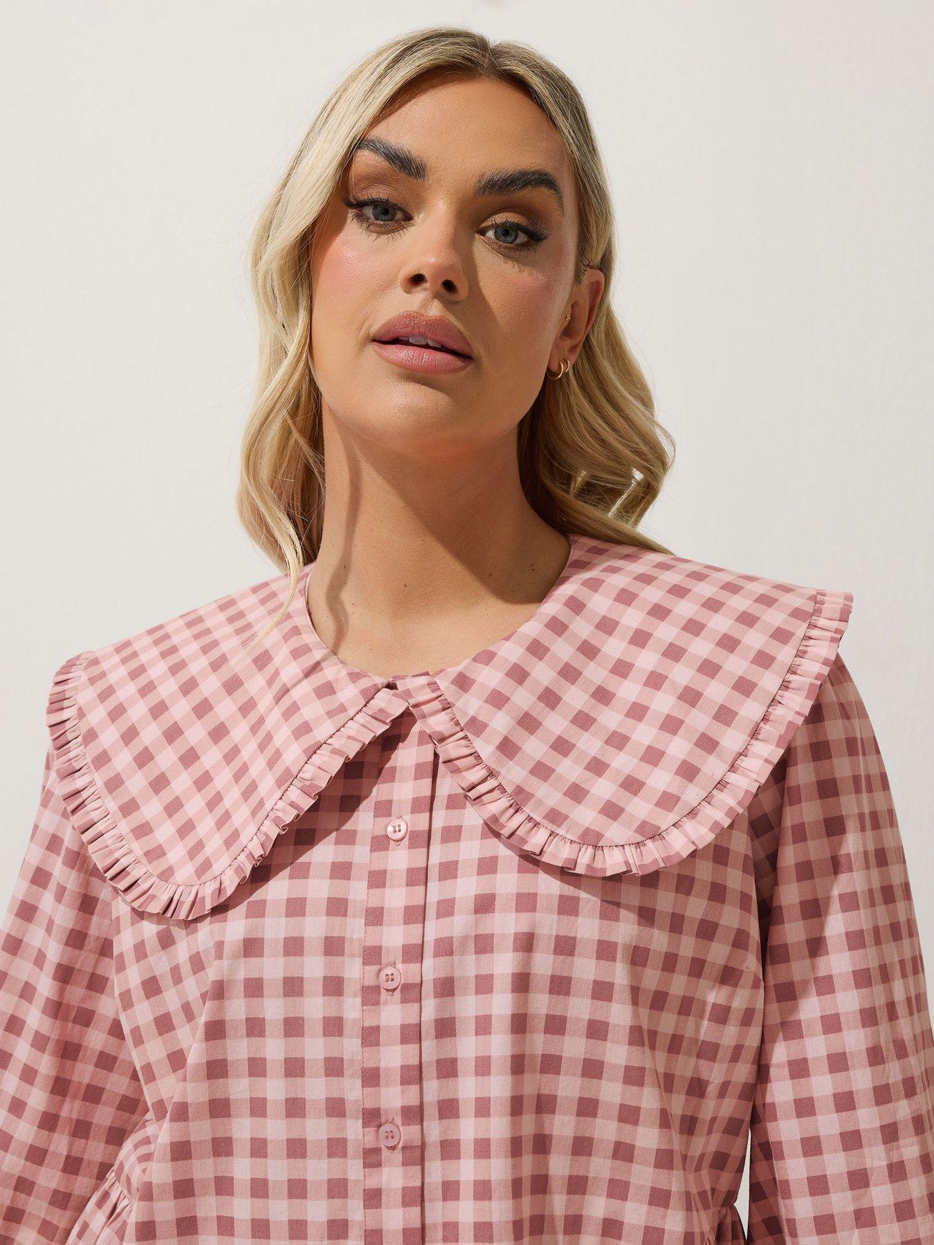  image of yours-curve-gingham-collar-blouse-pink