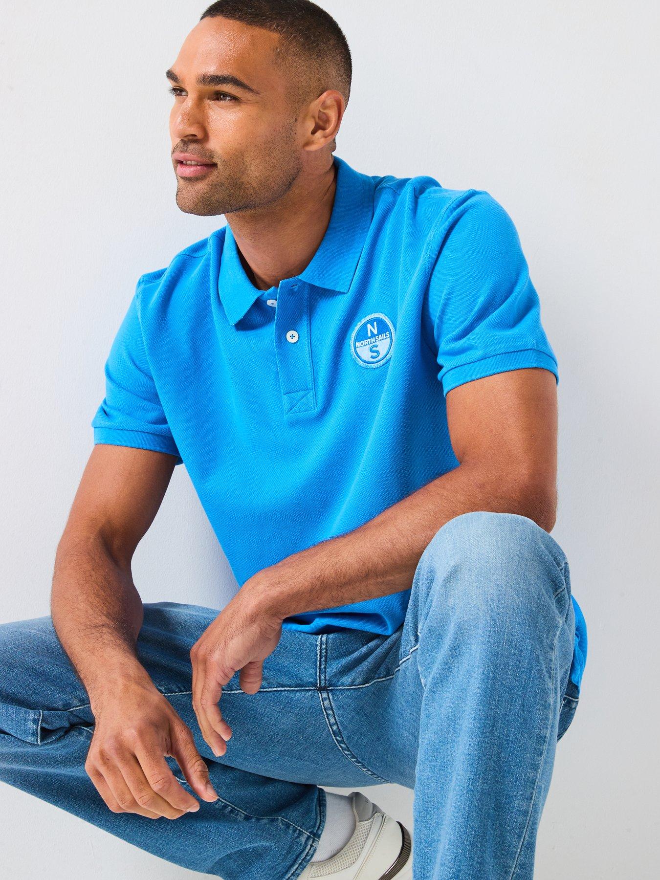  image of north-sails-small-logo-short-sleeve-polo-shirt-bright-blue