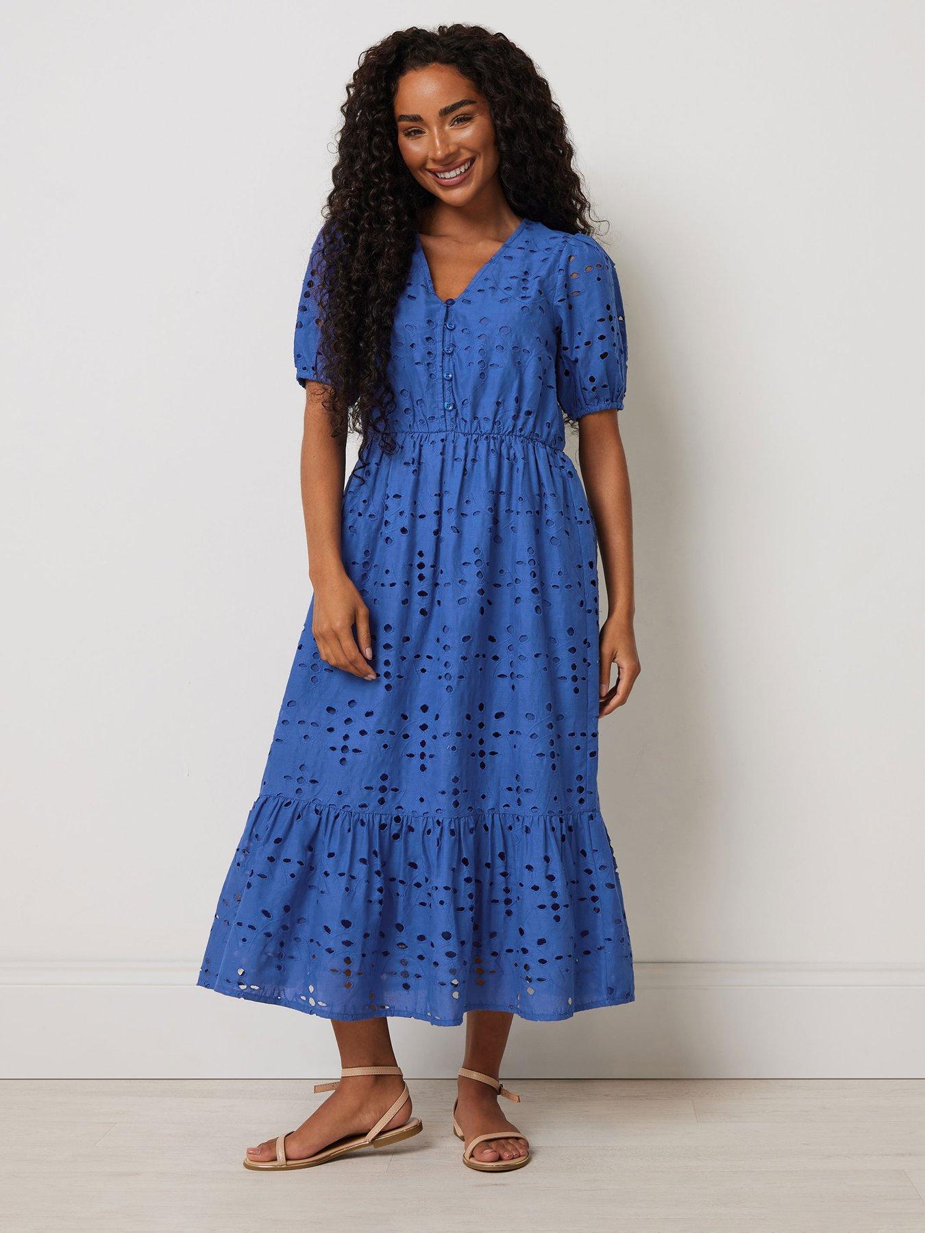  image of mco-petite-broderie-button-down-dress