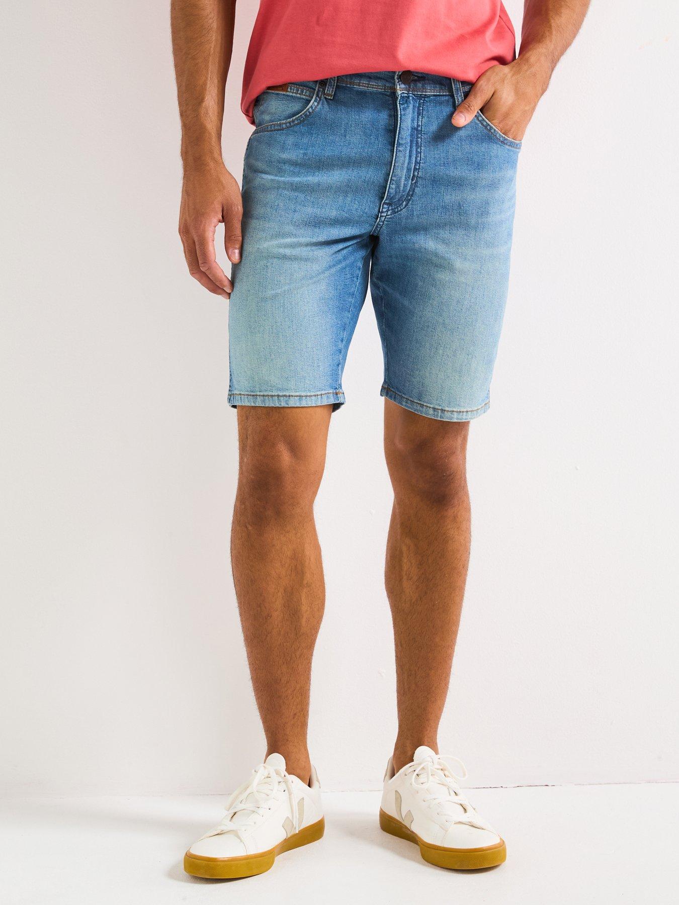  image of wrangler-texas-denim-shorts--dark-blue