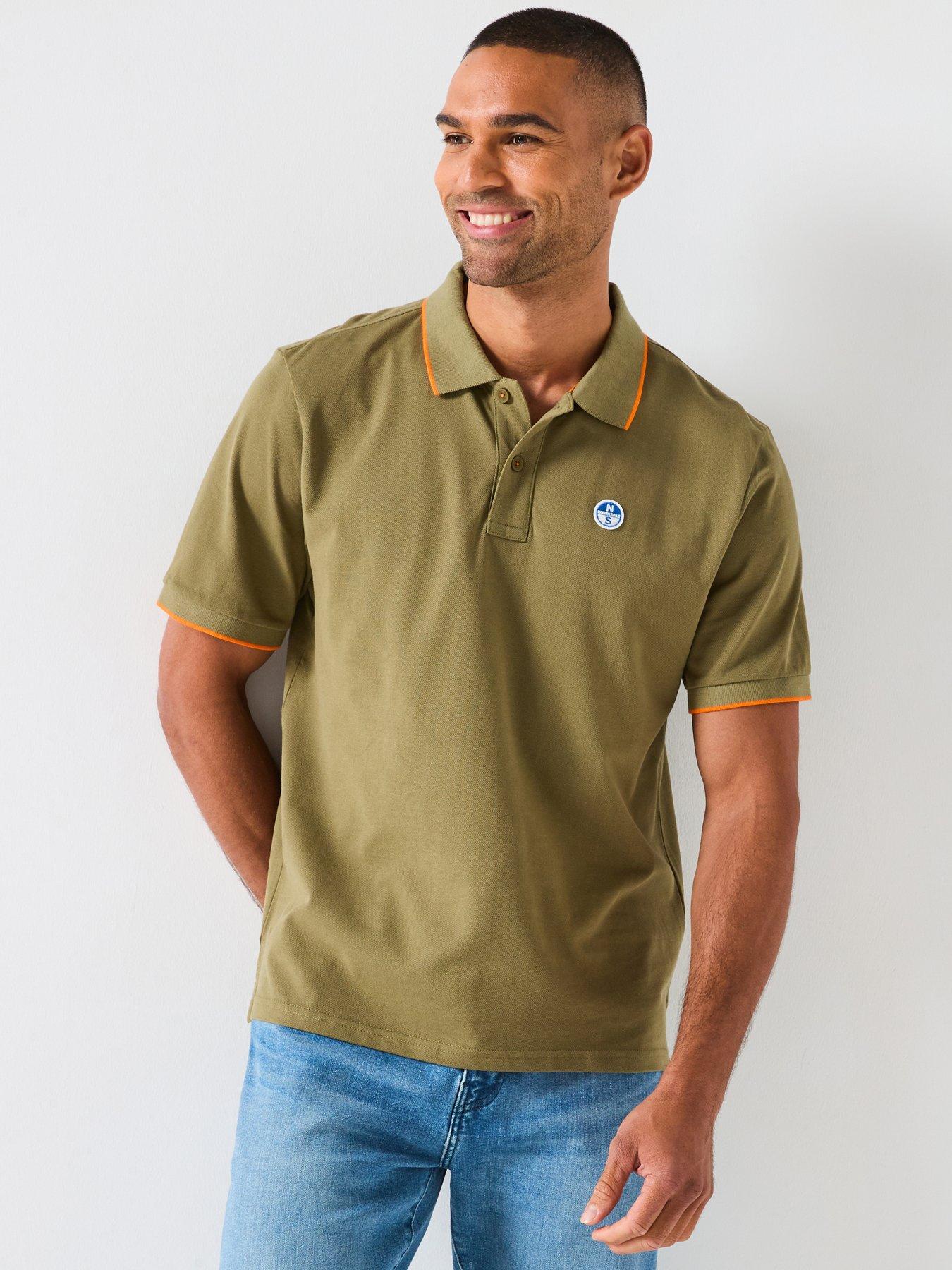 Image 1 of 6 of North Sails Tipped Collar Short Sleeve Polo Shirt - Dark Green
