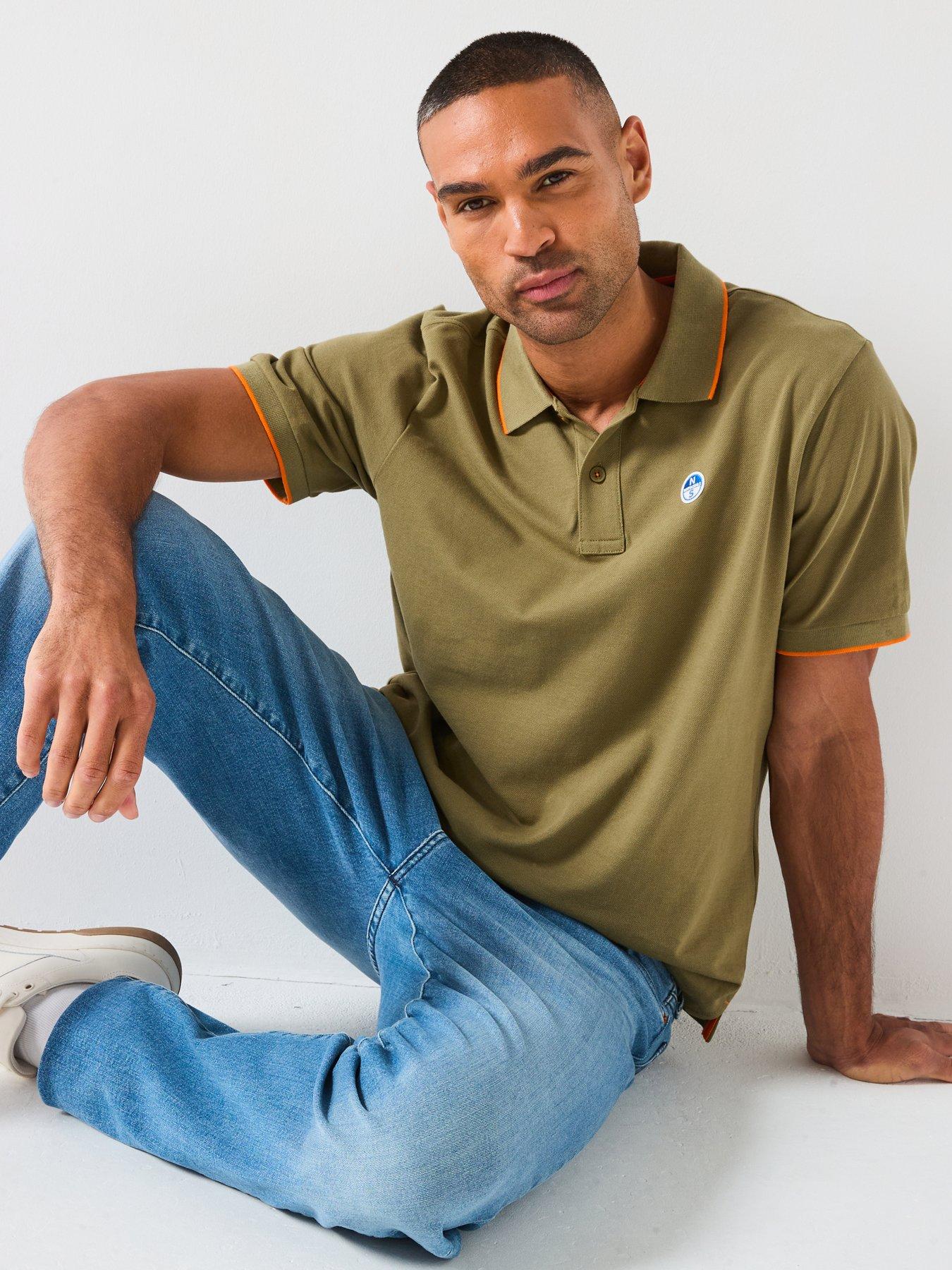 Image 4 of 6 of North Sails Tipped Collar Short Sleeve Polo Shirt - Dark Green