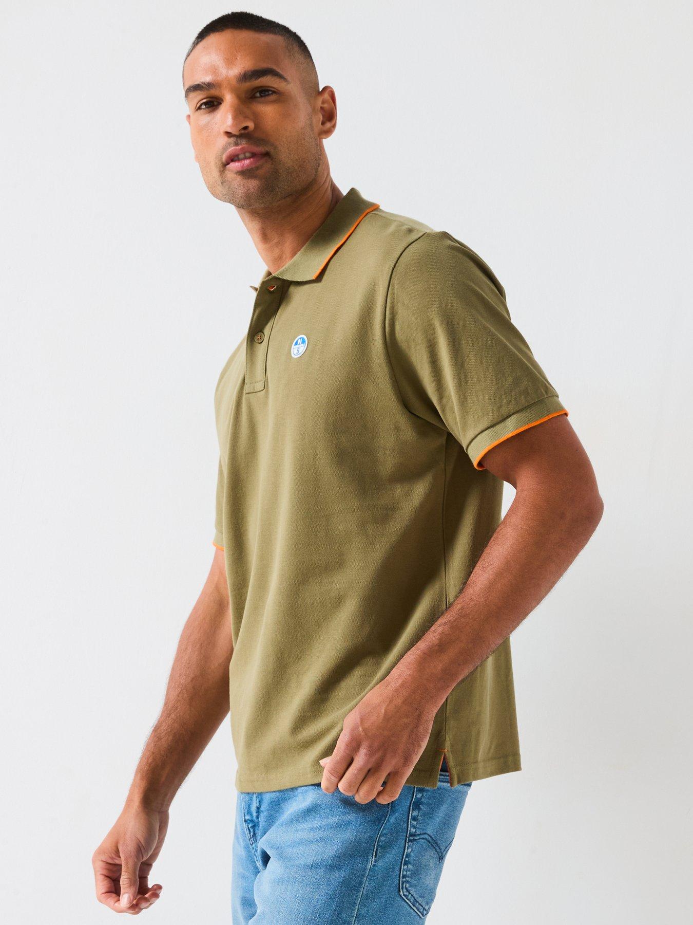 Image 5 of 6 of North Sails Tipped Collar Short Sleeve Polo Shirt - Dark Green