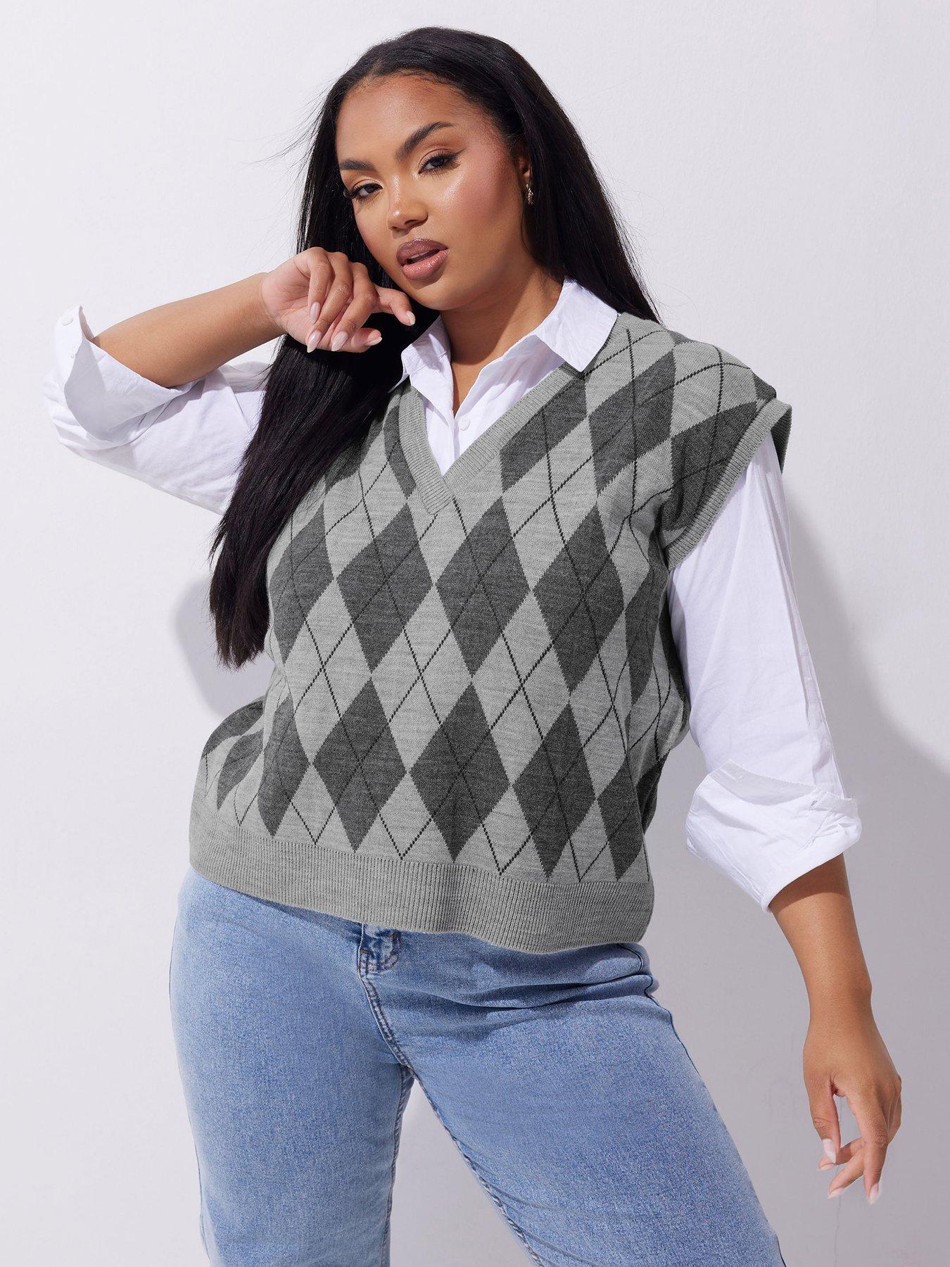 undefined Curve Grey Argyle Vest