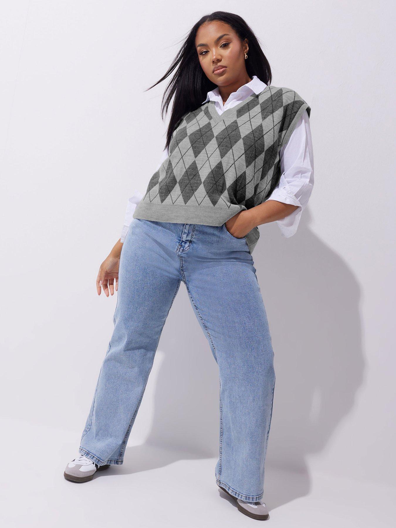  image of yours-curve-grey-argyle-vest
