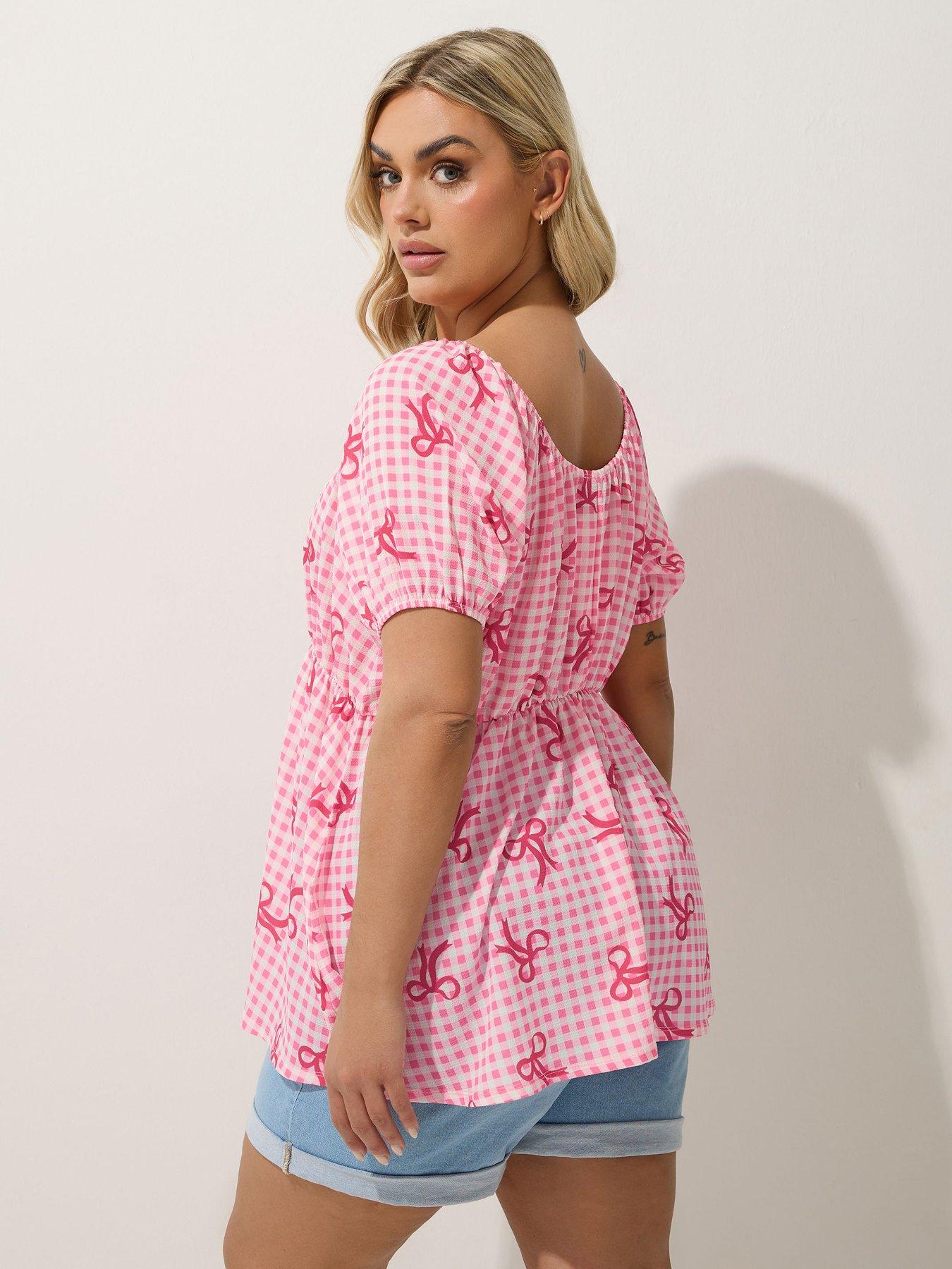  image of yours-curve-gingham-puff-sleeve-top