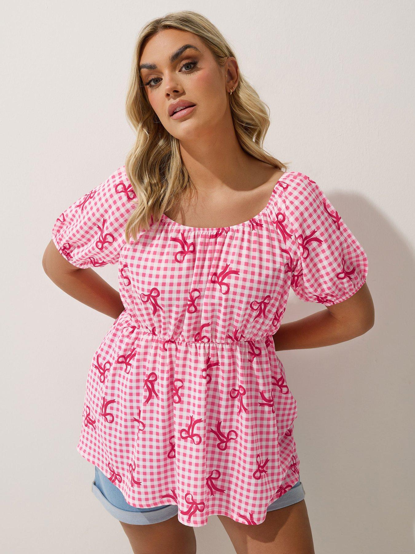  image of yours-curve-gingham-puff-sleeve-top