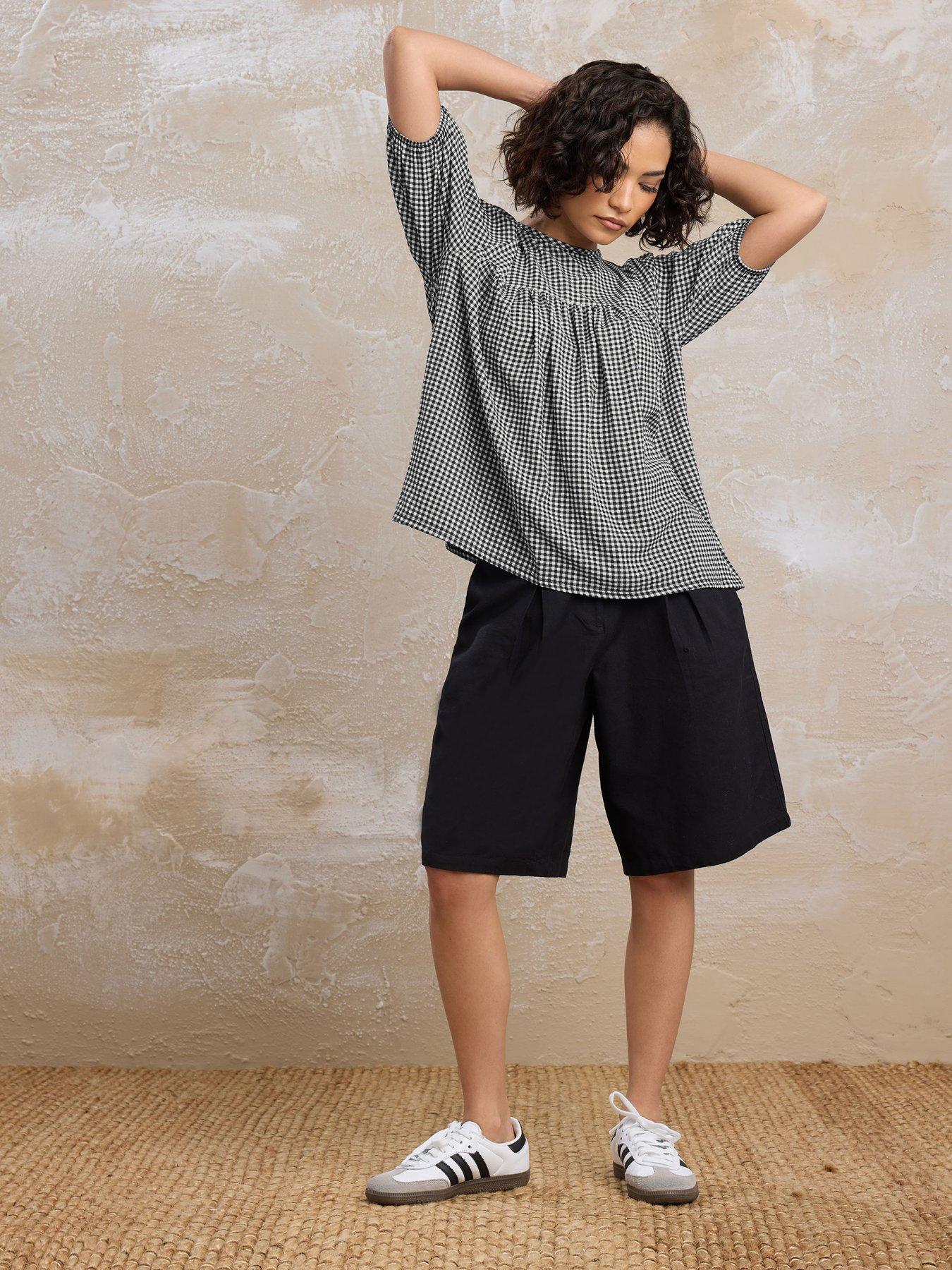  image of pixiegirl-petite-gingham-check-tie-back-top