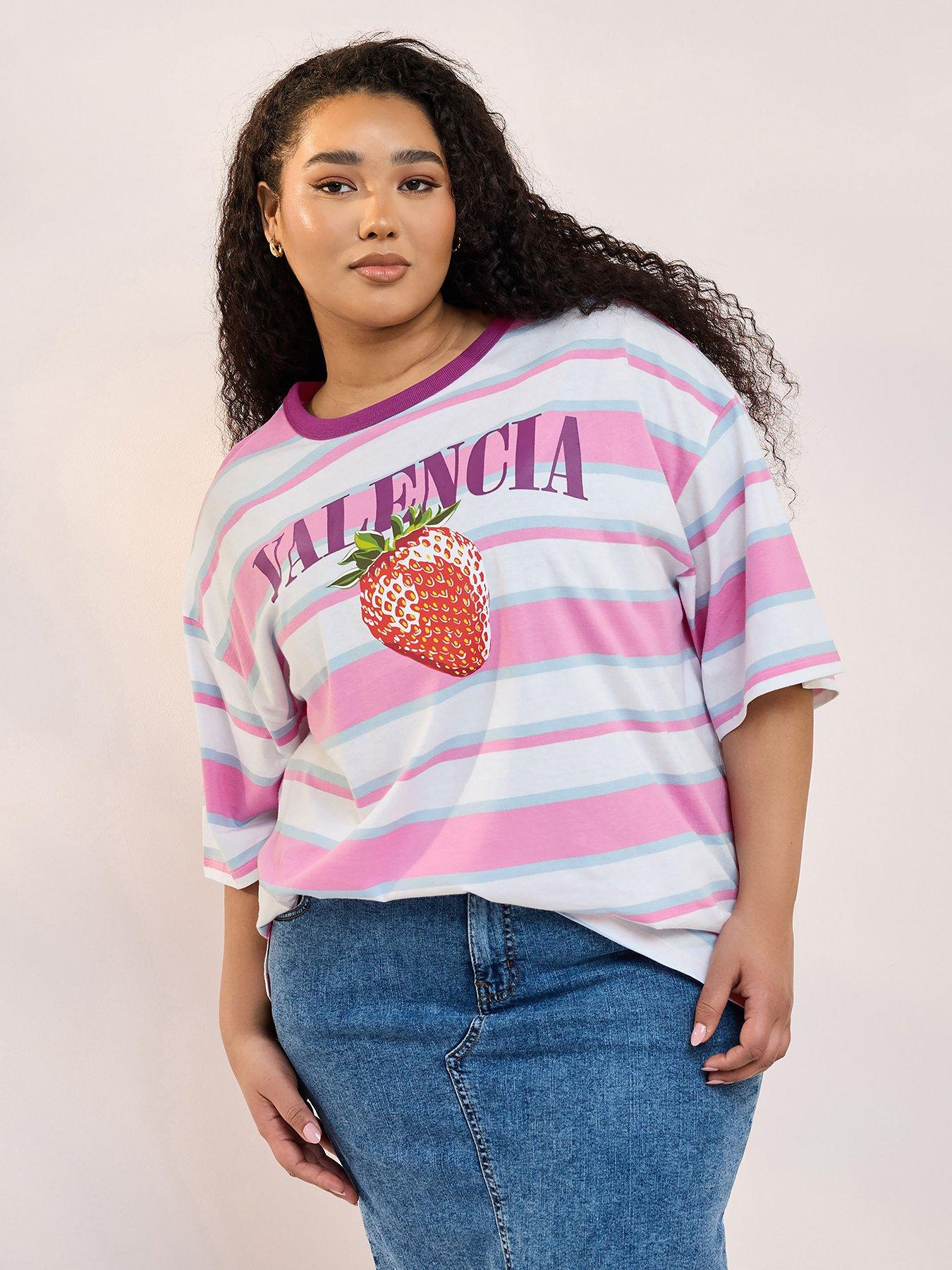  image of yours-curve-contrast-neck-stripe-top