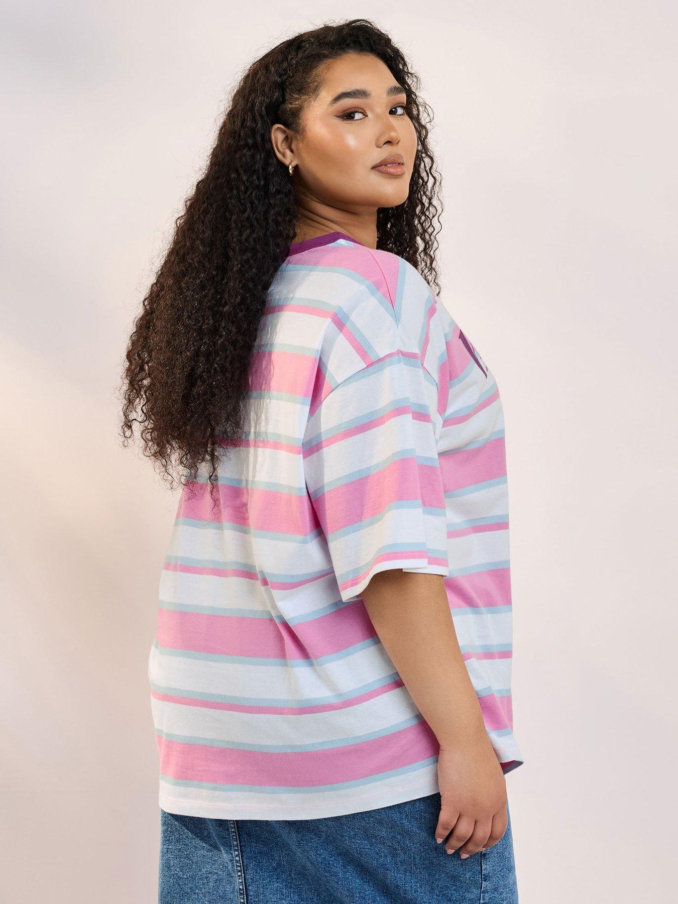  image of yours-curve-contrast-neck-stripe-top