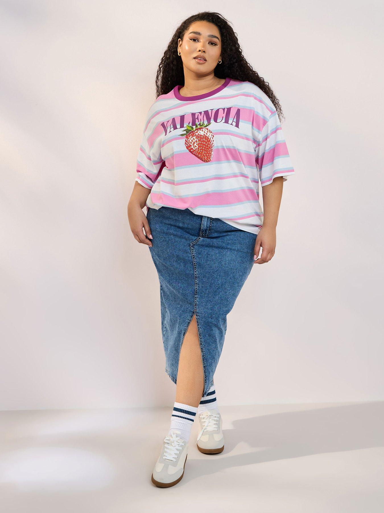  image of yours-curve-contrast-neck-stripe-top