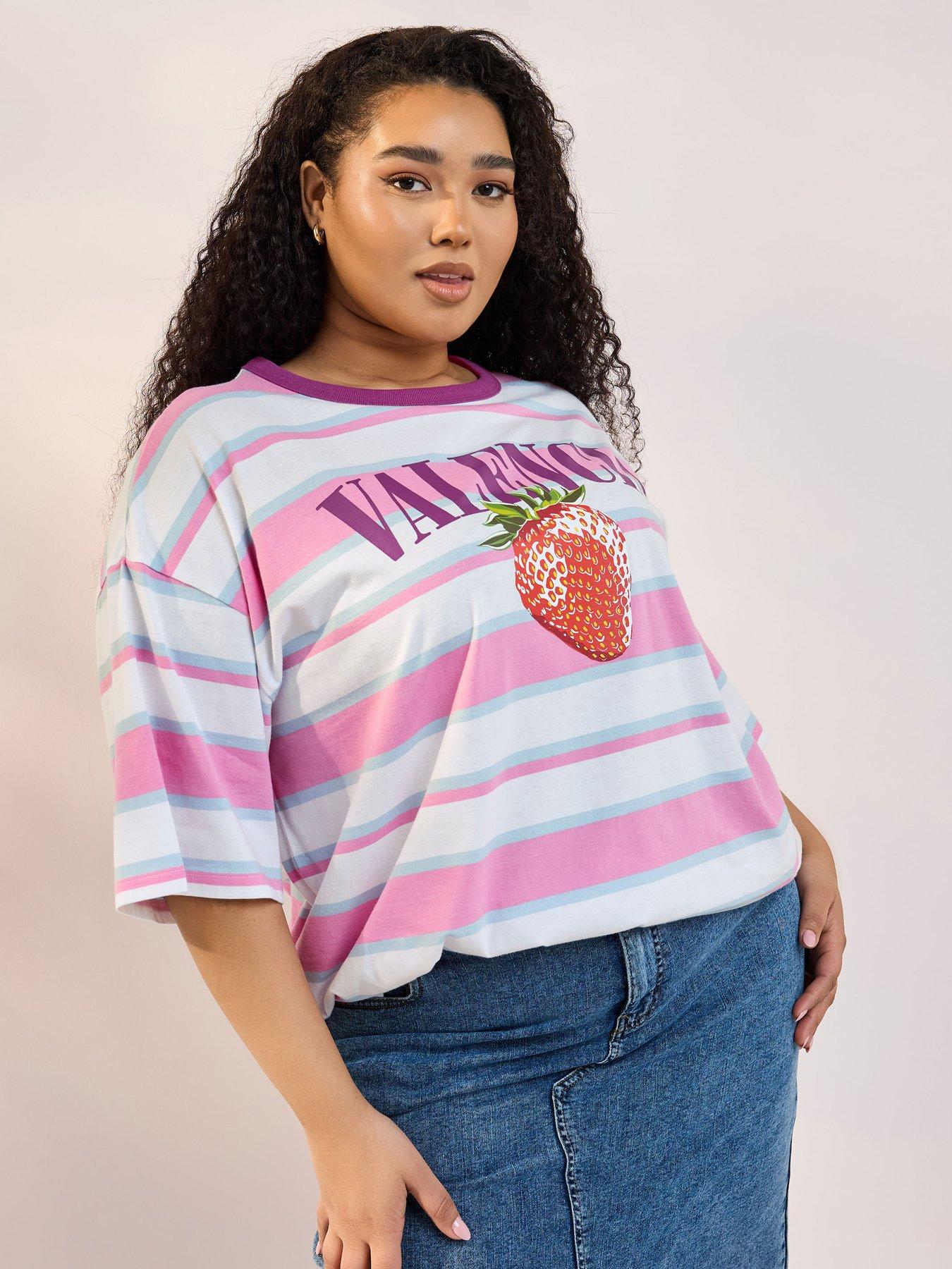 image of yours-curve-contrast-neck-stripe-top