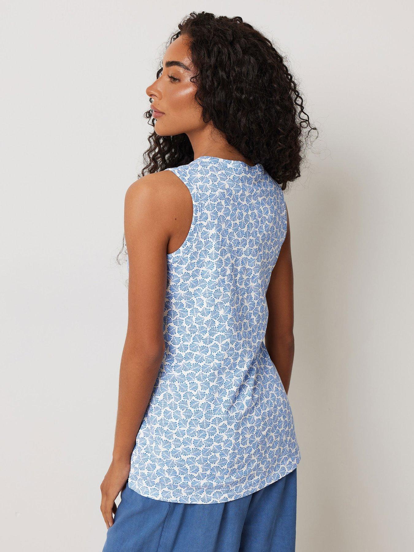  image of mco-petite-sleeveless-henley-top-white