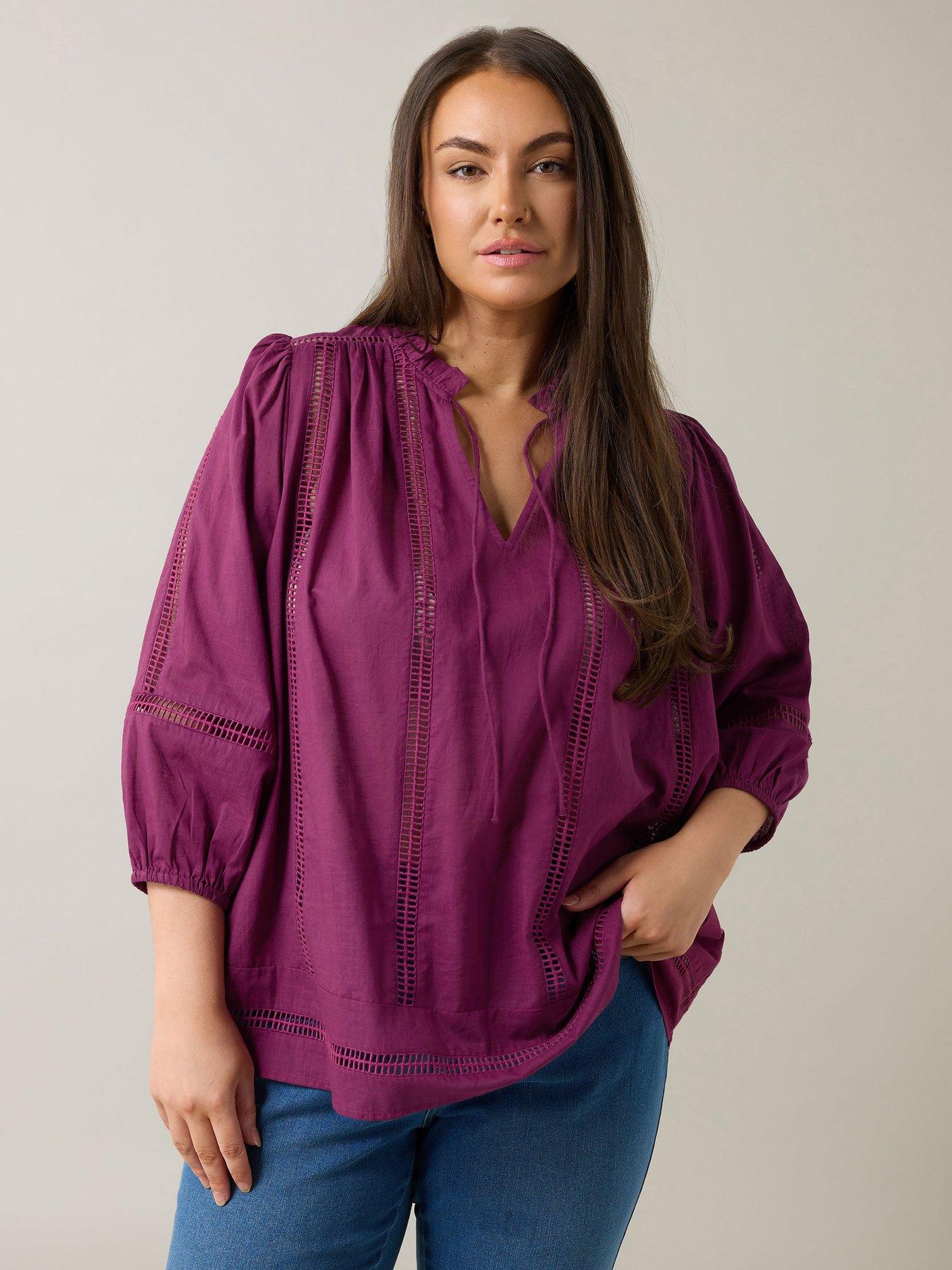 undefined Ladder Lace Blouse - Purple