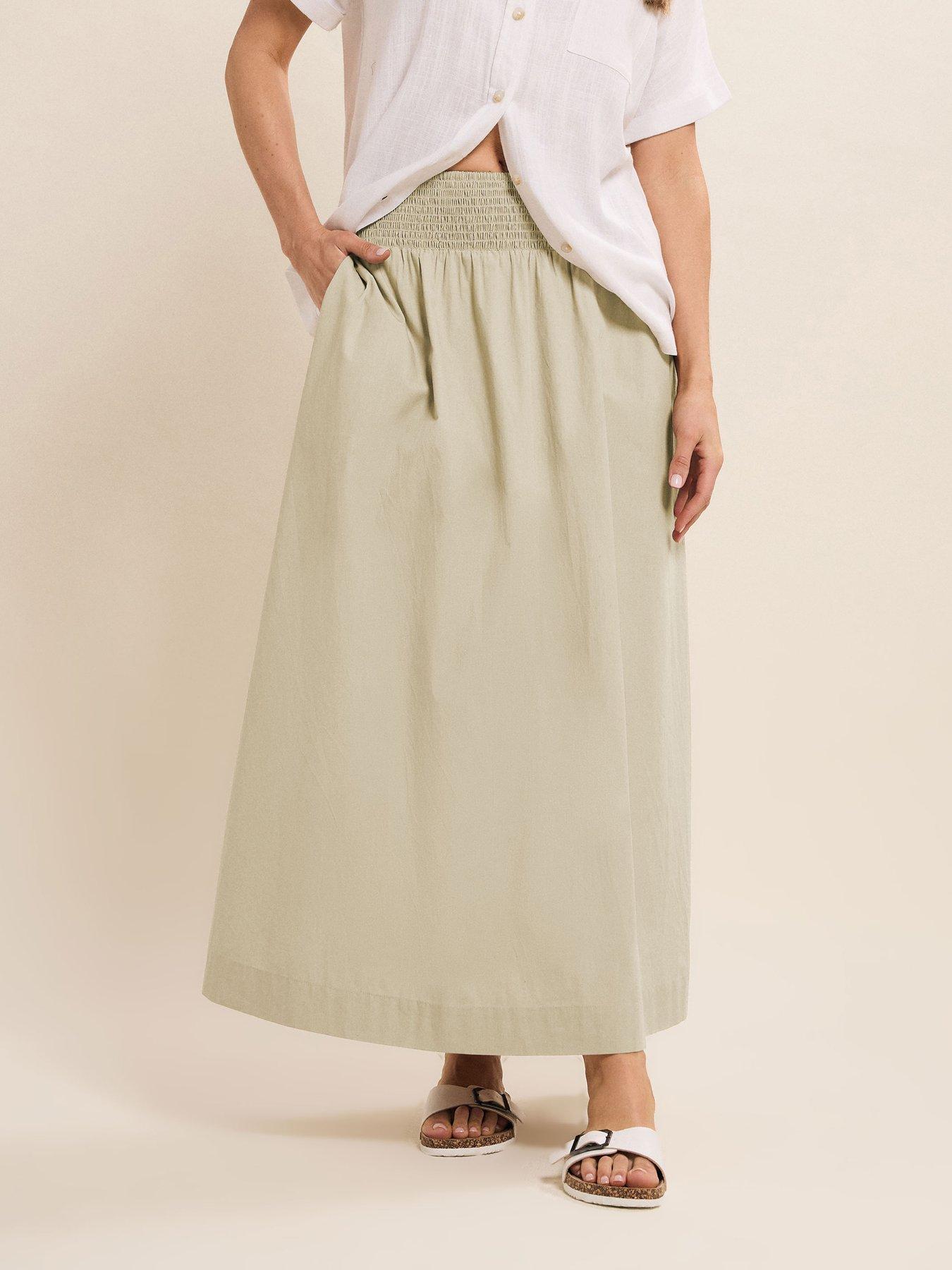 undefined Shirred Waist Cotton Skirt - Natural