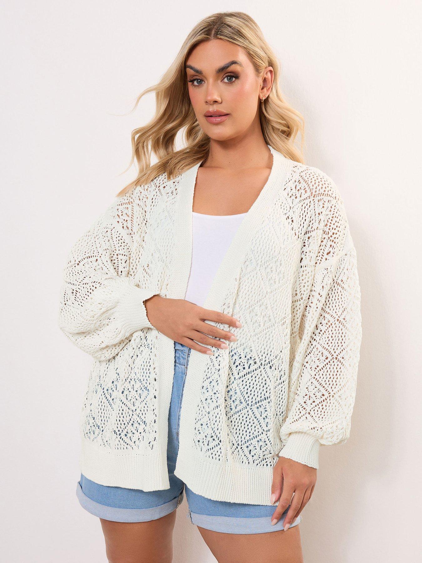 undefined Curve Diamond Stitch Balloon Cardigan