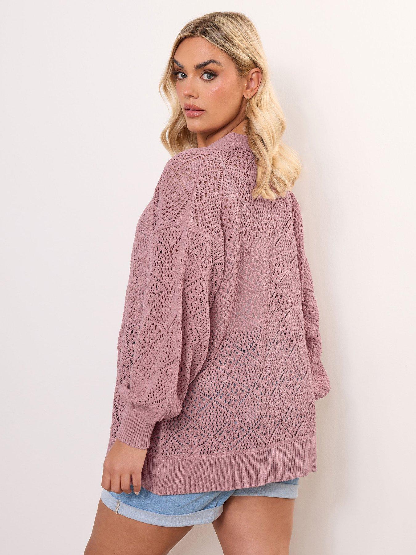  image of yours-curve-diamond-stitch-balloon-cardigan-pink