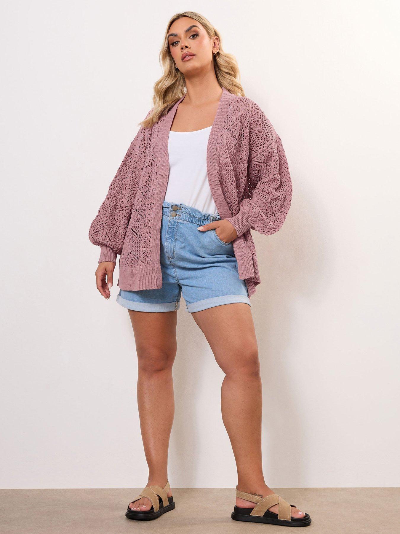  image of yours-curve-diamond-stitch-balloon-cardigan-pink
