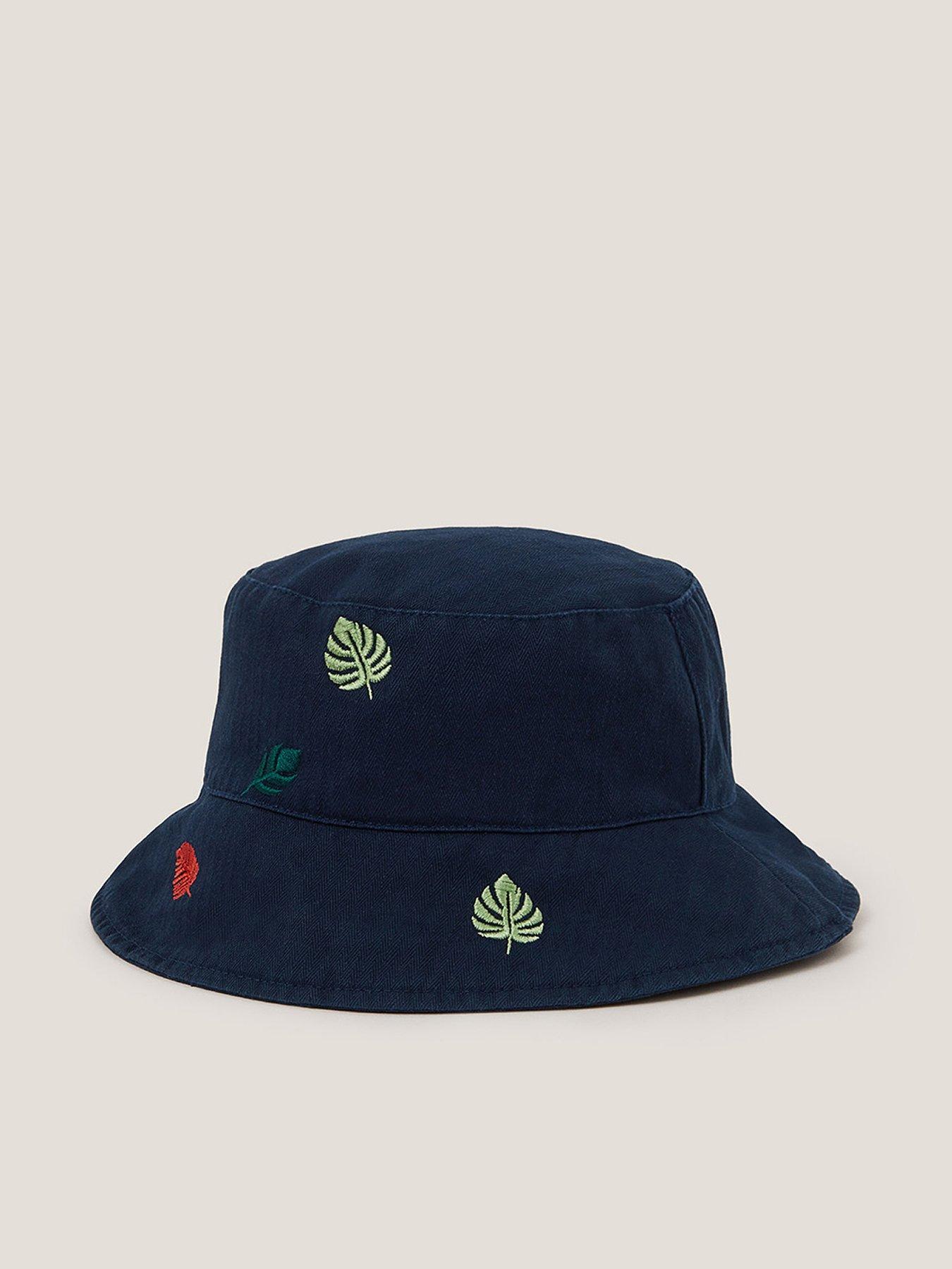undefined Boys Leaf Embroidered Bucket Hat - Blue